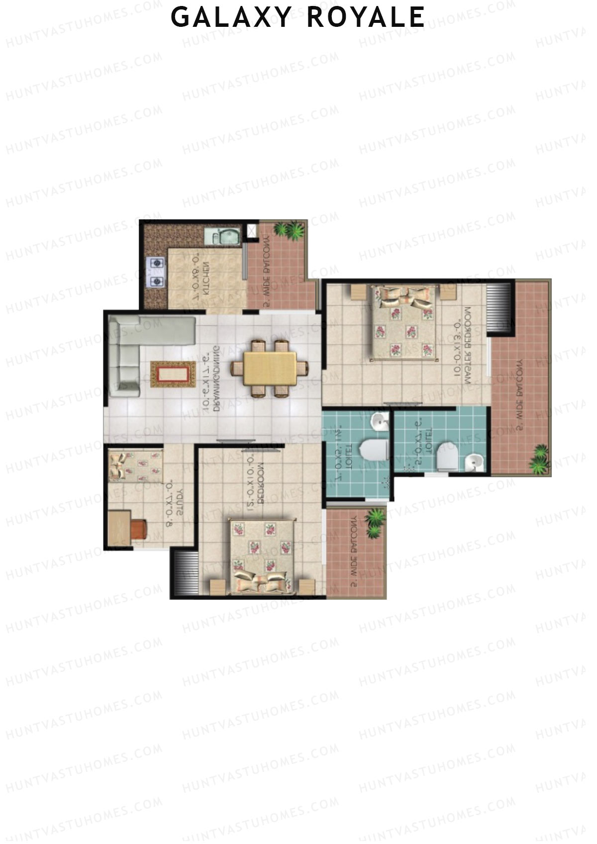 Galaxy Royale Vrindavan Unit 21 (Type 2) Floor Plan