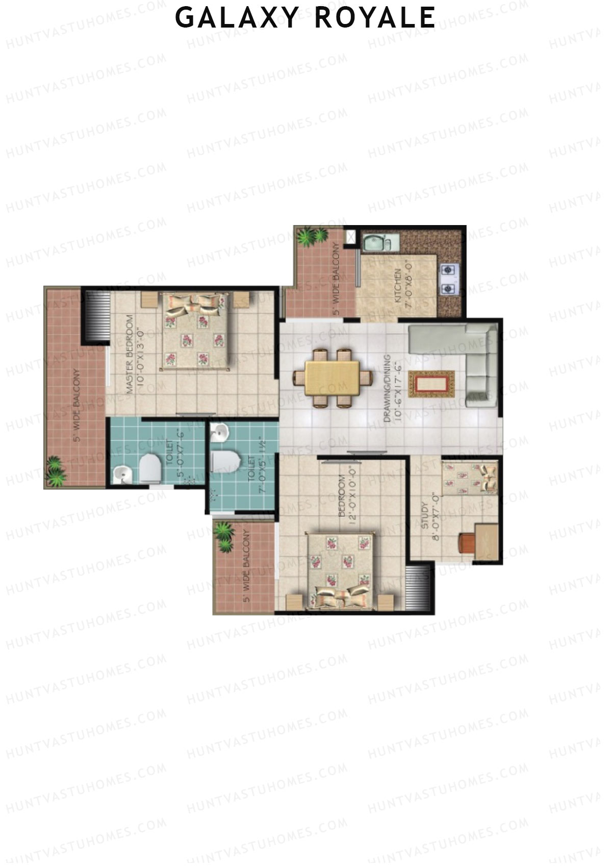Galaxy Royale Vrindavan Unit 22 (Type 2) Floor Plan