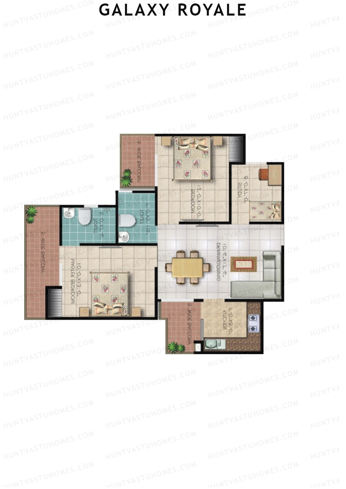 Galaxy Royale Vrindavan Unit 23 (Type 2) Floor Plan