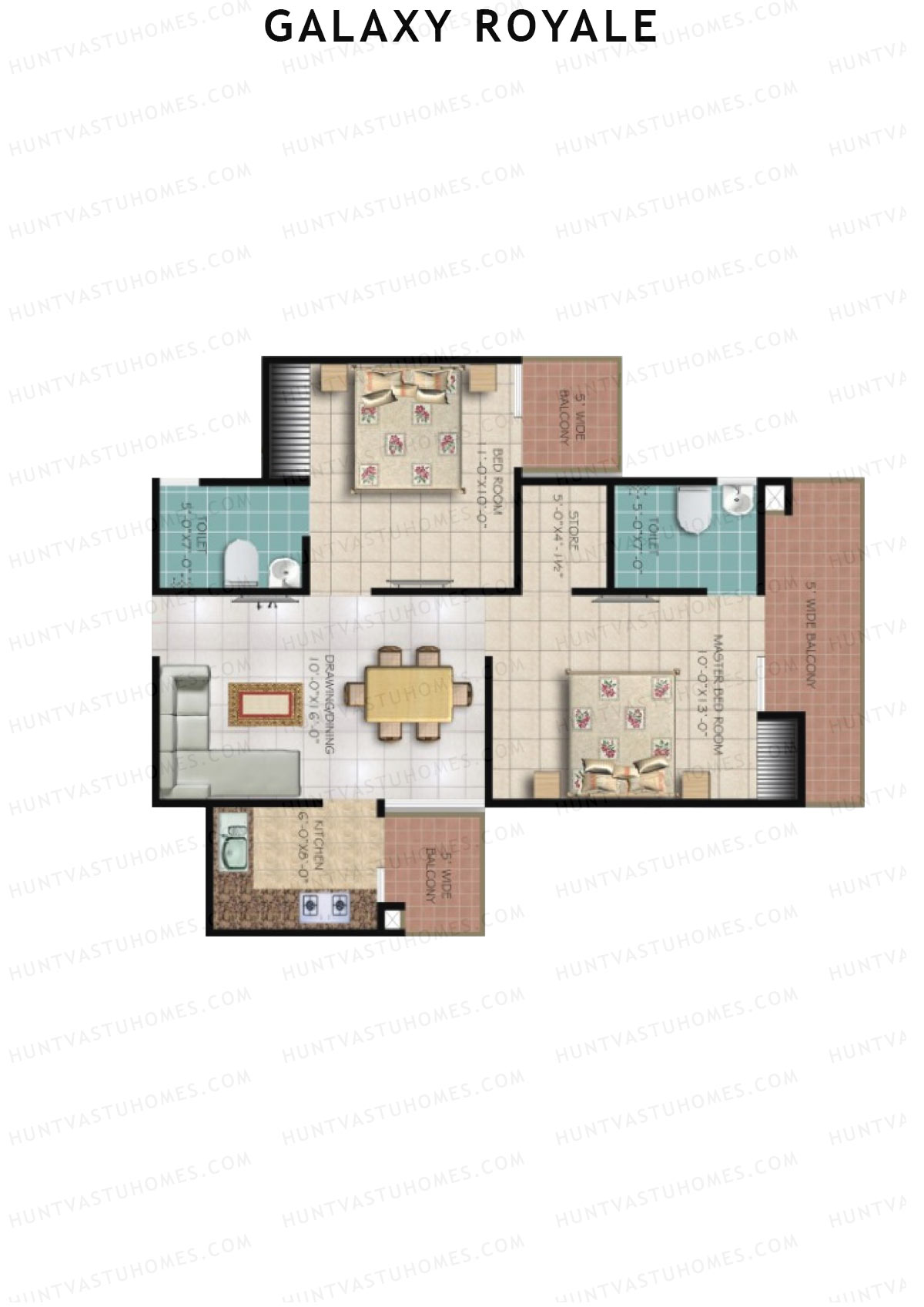 Galaxy Royale Vrindavan Unit 24 (Type 3) Floor Plan