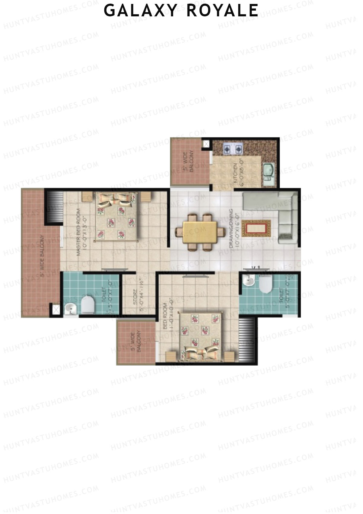 Galaxy Royale Vrindavan Unit 25 (Type 3) Floor Plan