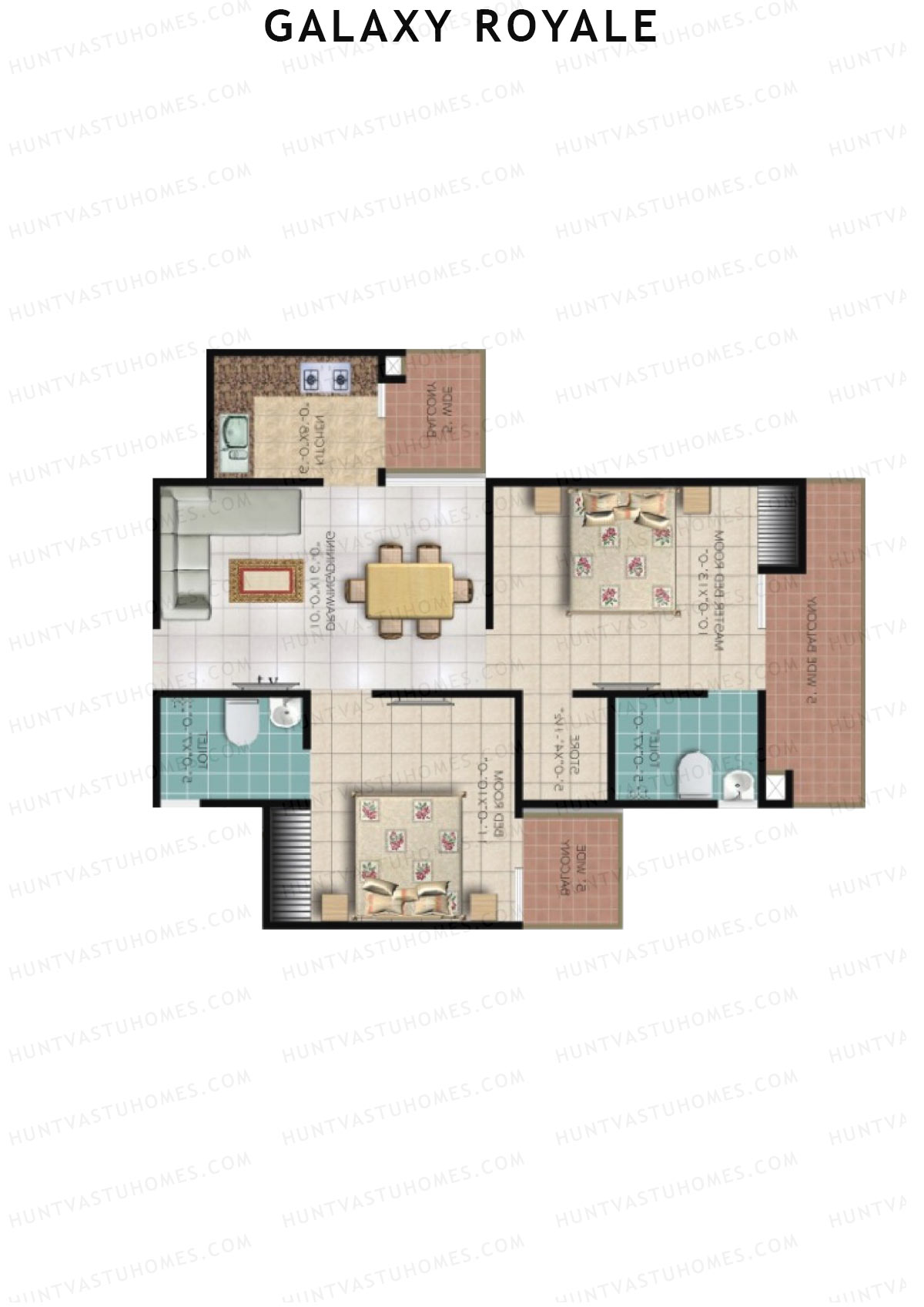 Galaxy Royale Vrindavan Unit 26 (Type 3) Floor Plan