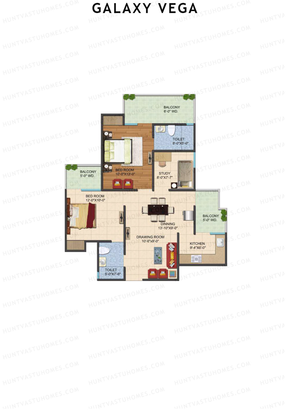 Galaxy Vega Tower B Unit 1 Floor Plan