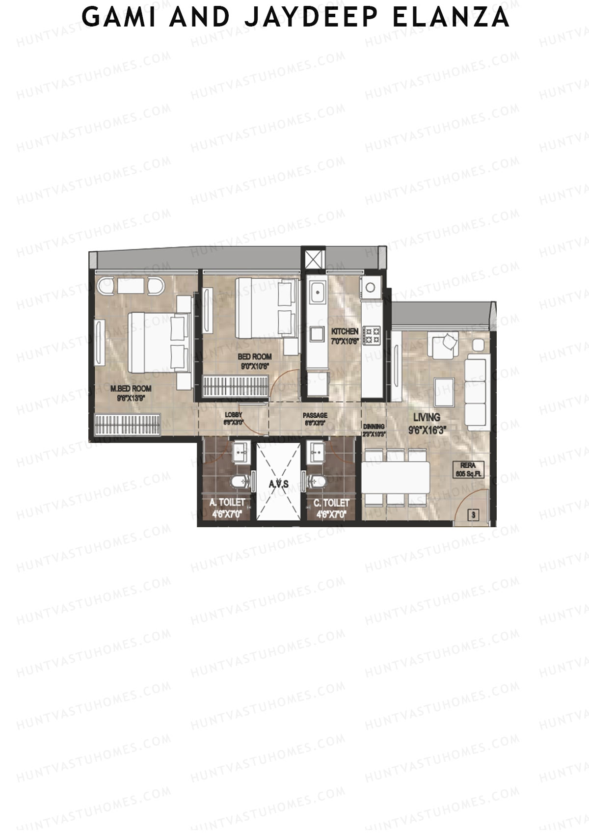 Gami And Jaydeep Elanza Wing A Unit 3 Floor Plan