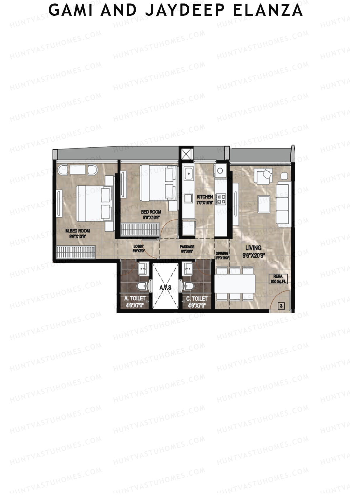 Gami And Jaydeep Elanza Wing A Unit 3 Floor Plan