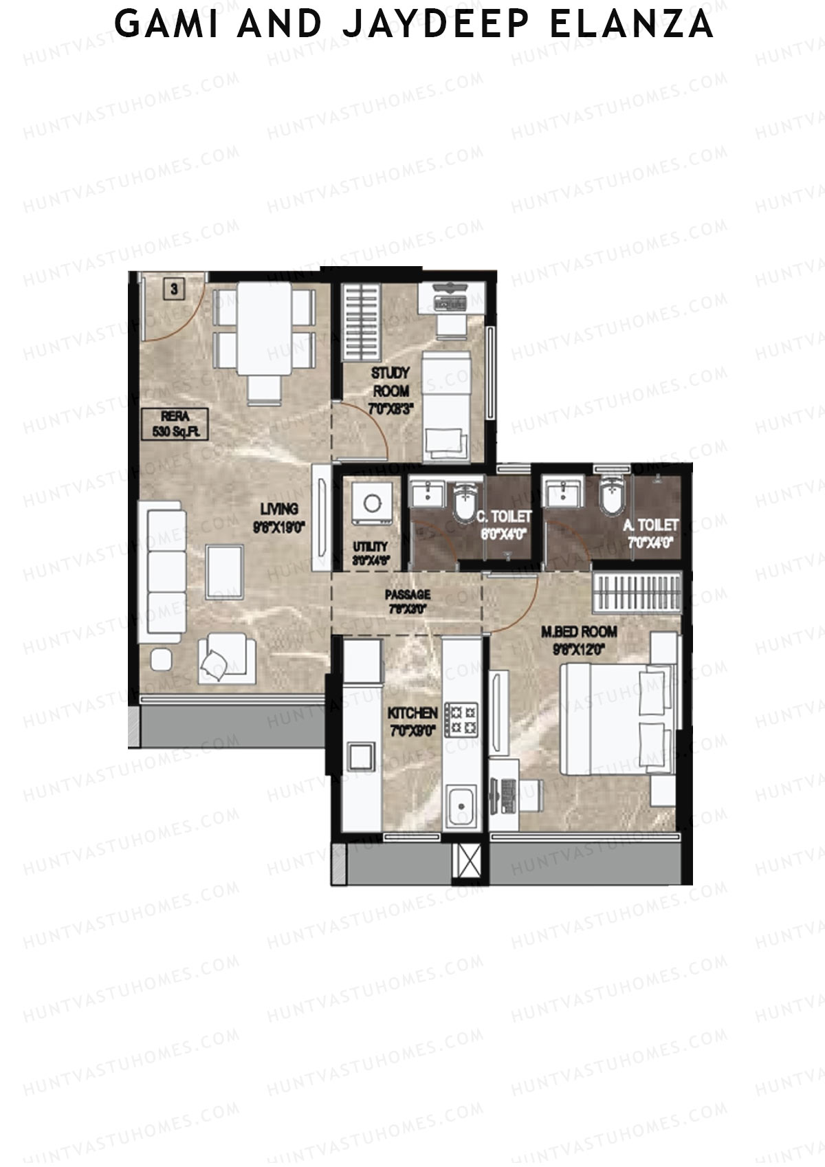 Gami And Jaydeep Elanza Wing B Unit 3 Floor Plan