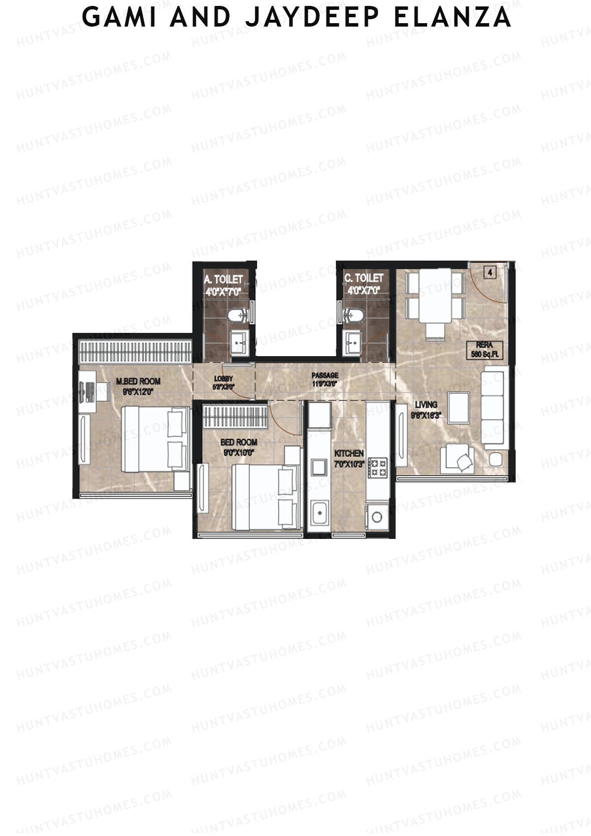Gami And Jaydeep Elanza Wing B Unit 4 Floor Plan