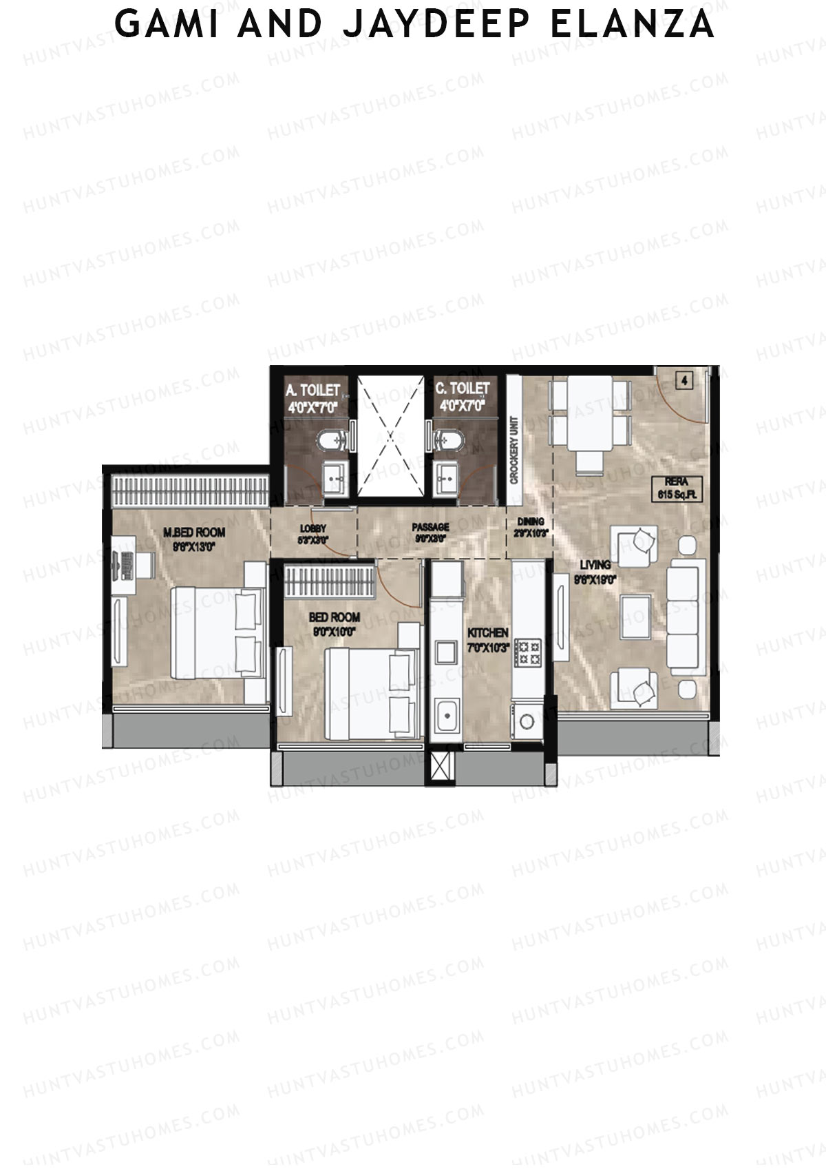 Gami And Jaydeep Elanza Wing B Unit 4 Floor Plan