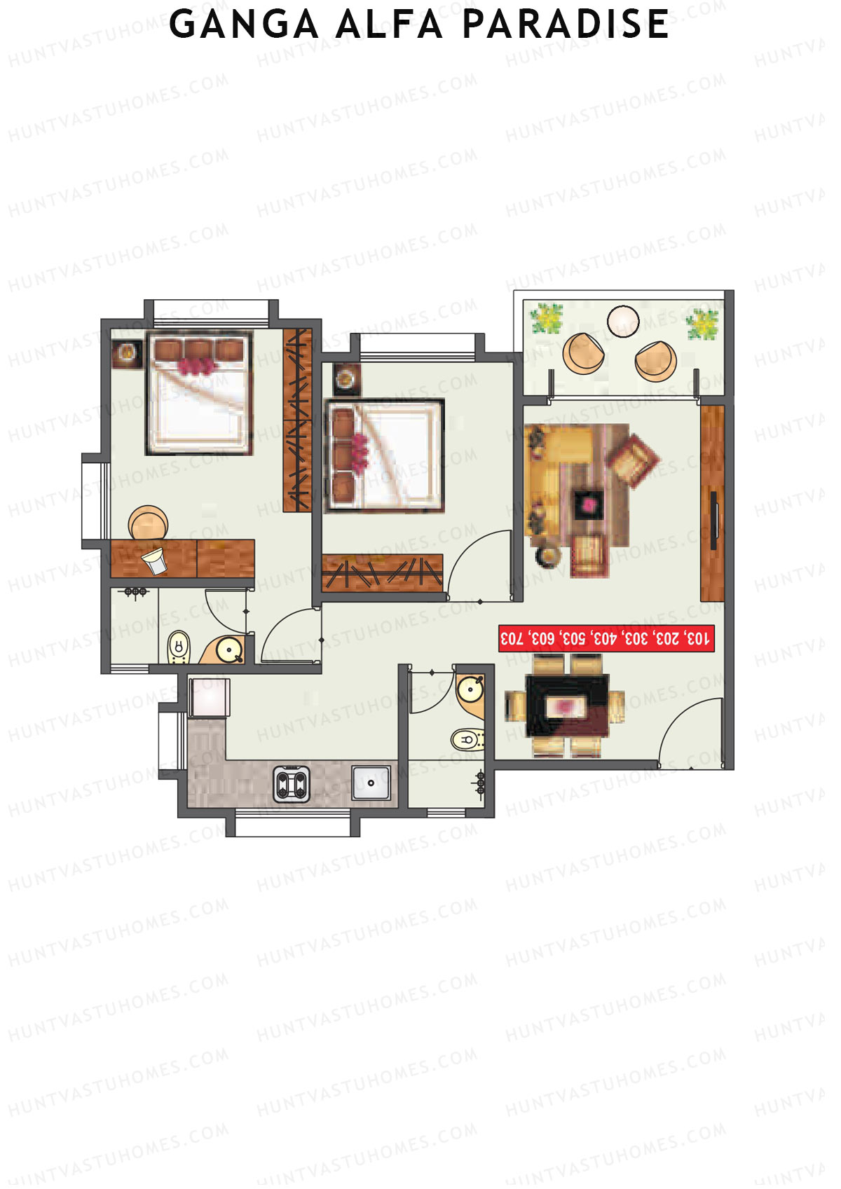 Ganga Alfa Paradise Tower I1 Unit 1 Floor Plan