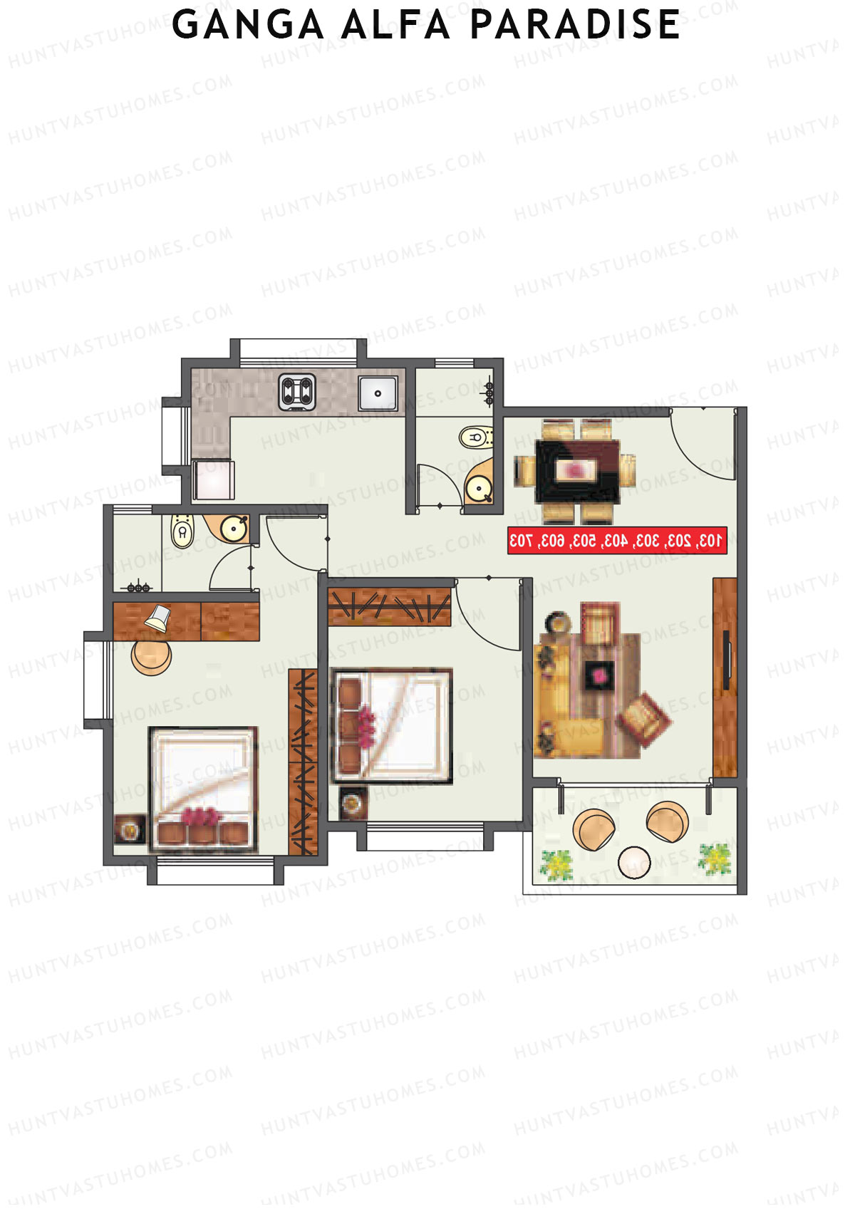 Ganga Alfa Paradise Tower I1 Unit 4 Floor Plan
