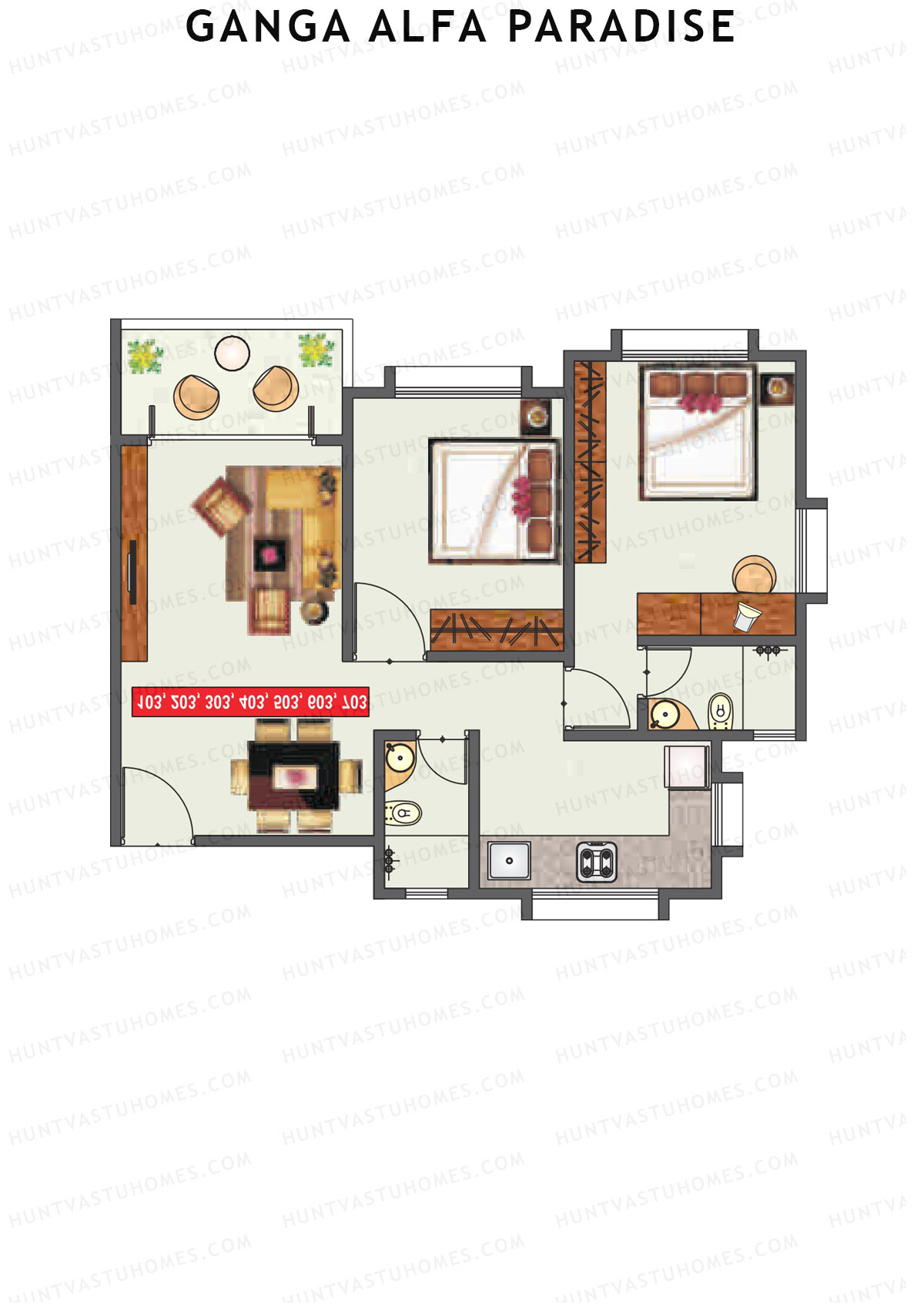 Ganga Alfa Paradise Tower I2 Unit 2 Floor Plan