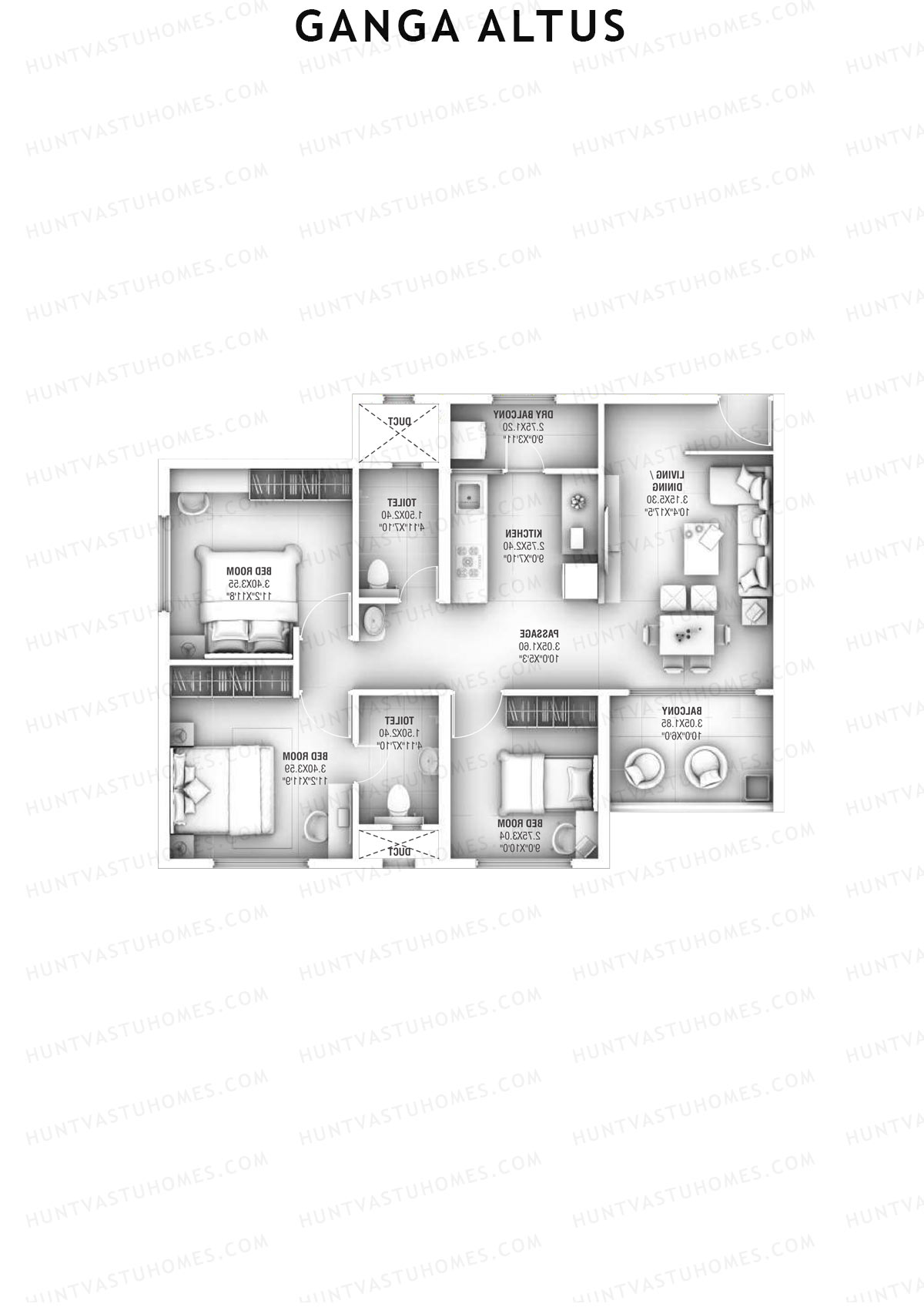 Ganga Altus Wing D Unit 2 Floor Plan