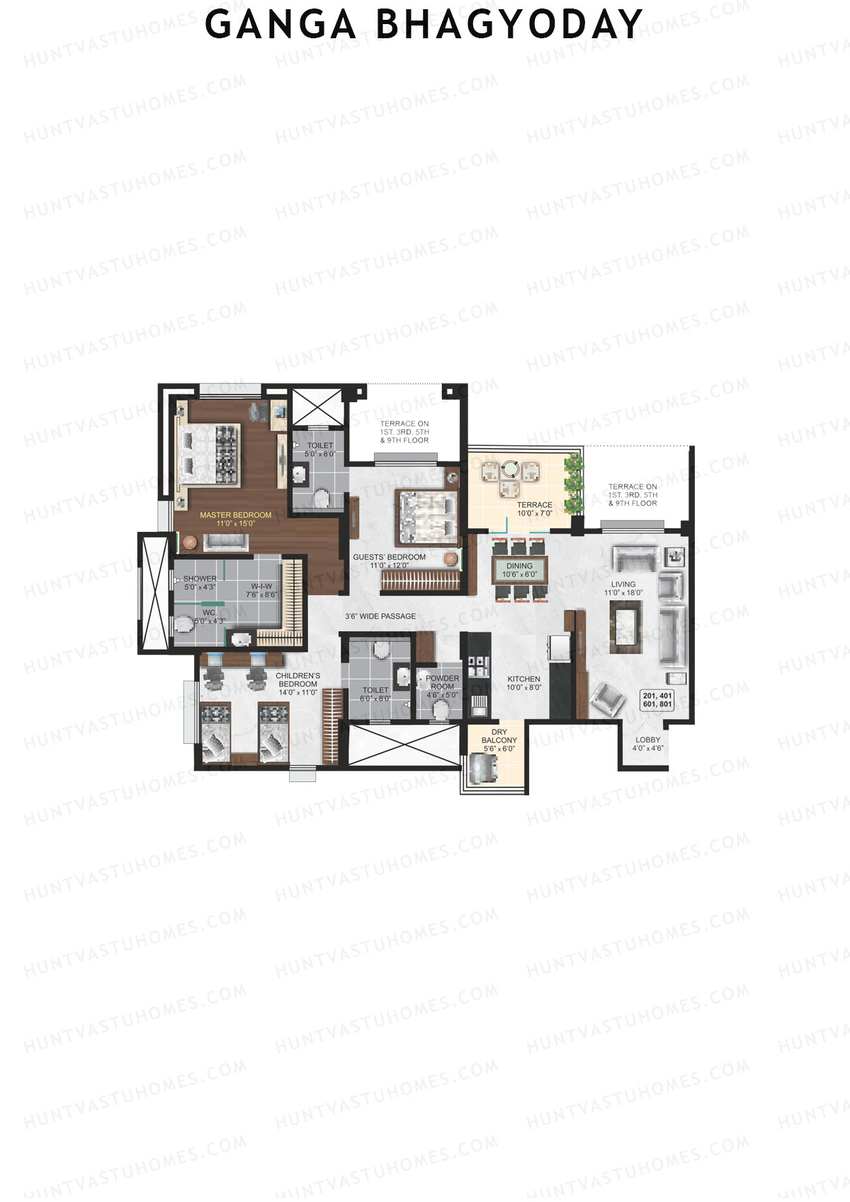 Ganga Bhagyoday Tower D1 Unit 1 Floor Plan