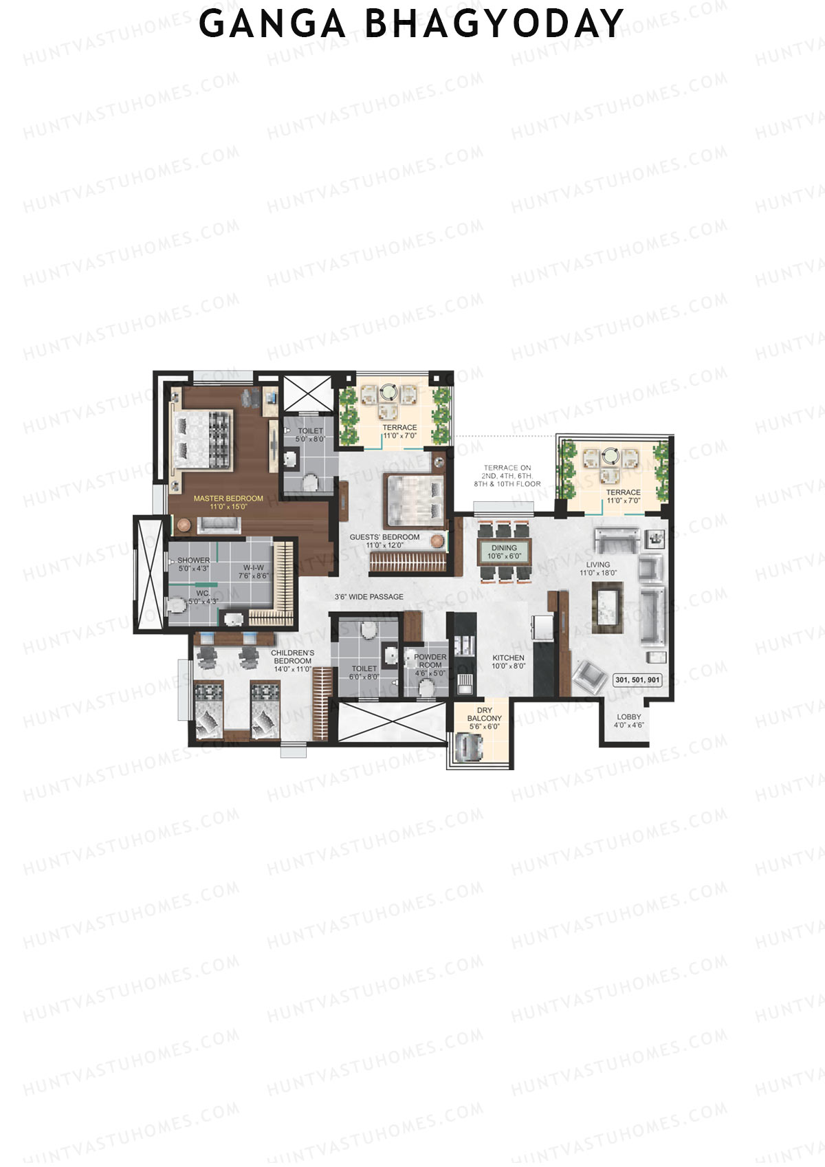 Ganga Bhagyoday Tower D1 Unit 1 Floor Plan
