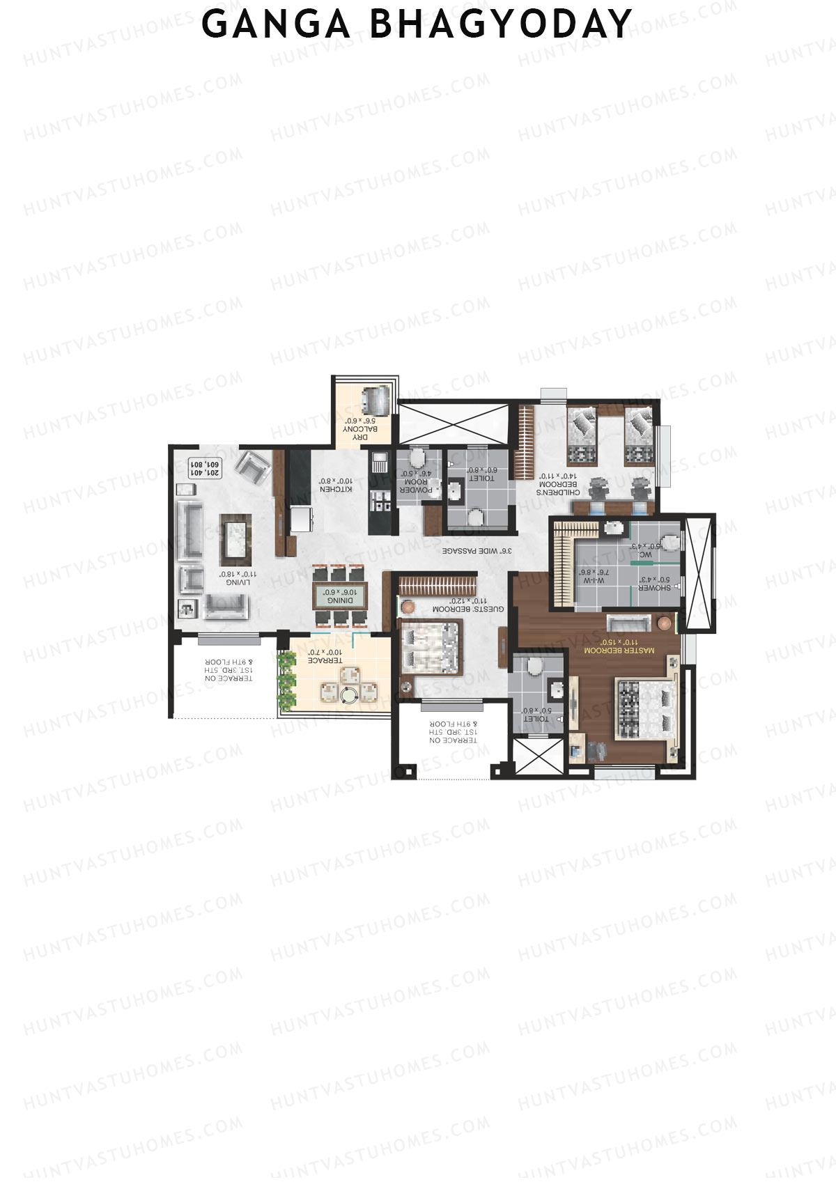 Ganga Bhagyoday Tower D1 Unit 3 Floor Plan