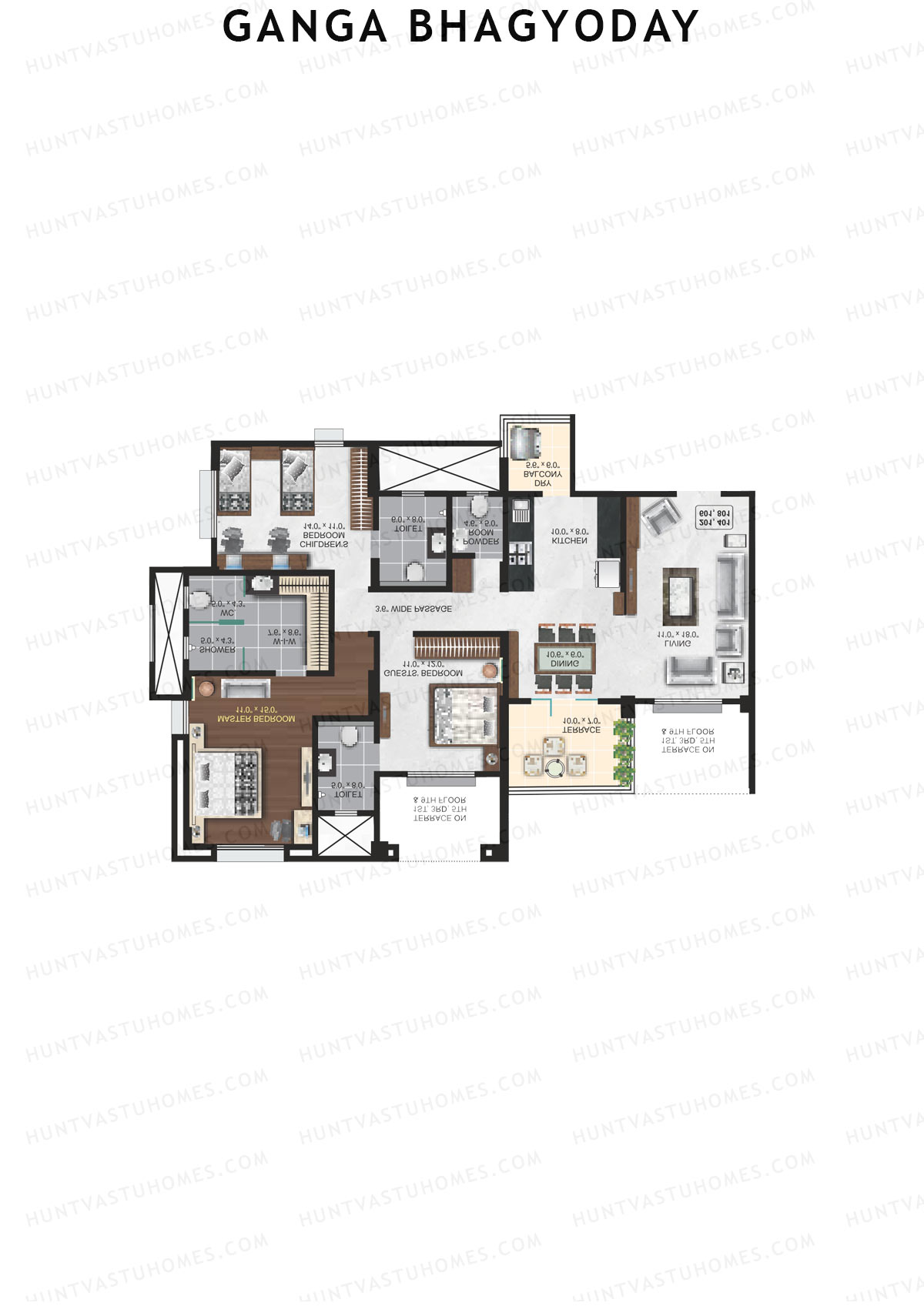 Ganga Bhagyoday Tower D1 Unit 4 Floor Plan
