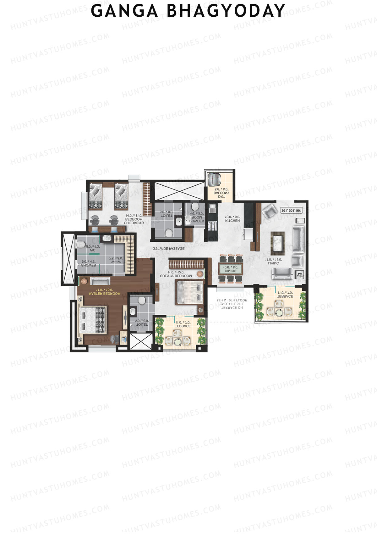 Ganga Bhagyoday Tower D1 Unit 4 Floor Plan