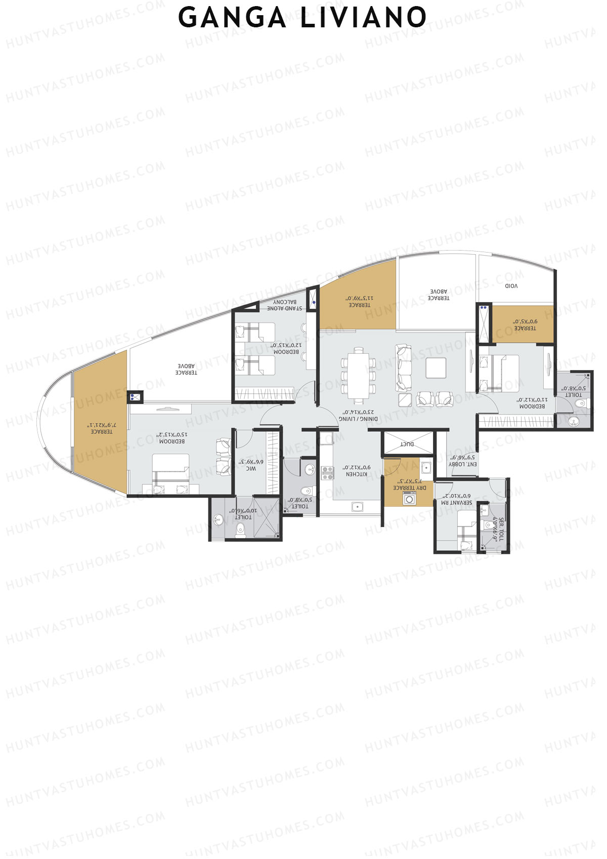 Ganga Liviano Tower A Unit 3 Floor Plan