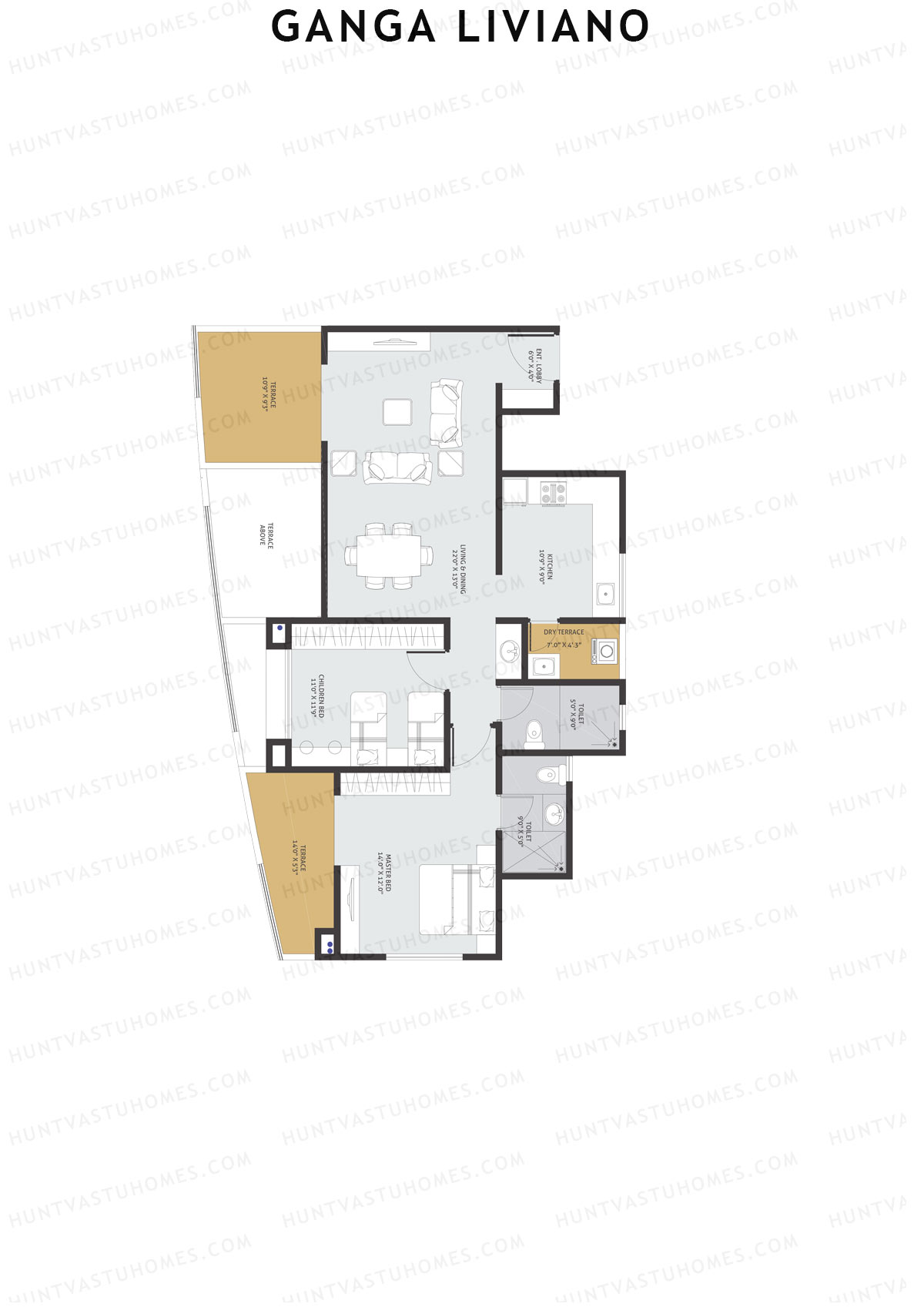 Ganga Liviano Tower B Unit 1 Floor Plan