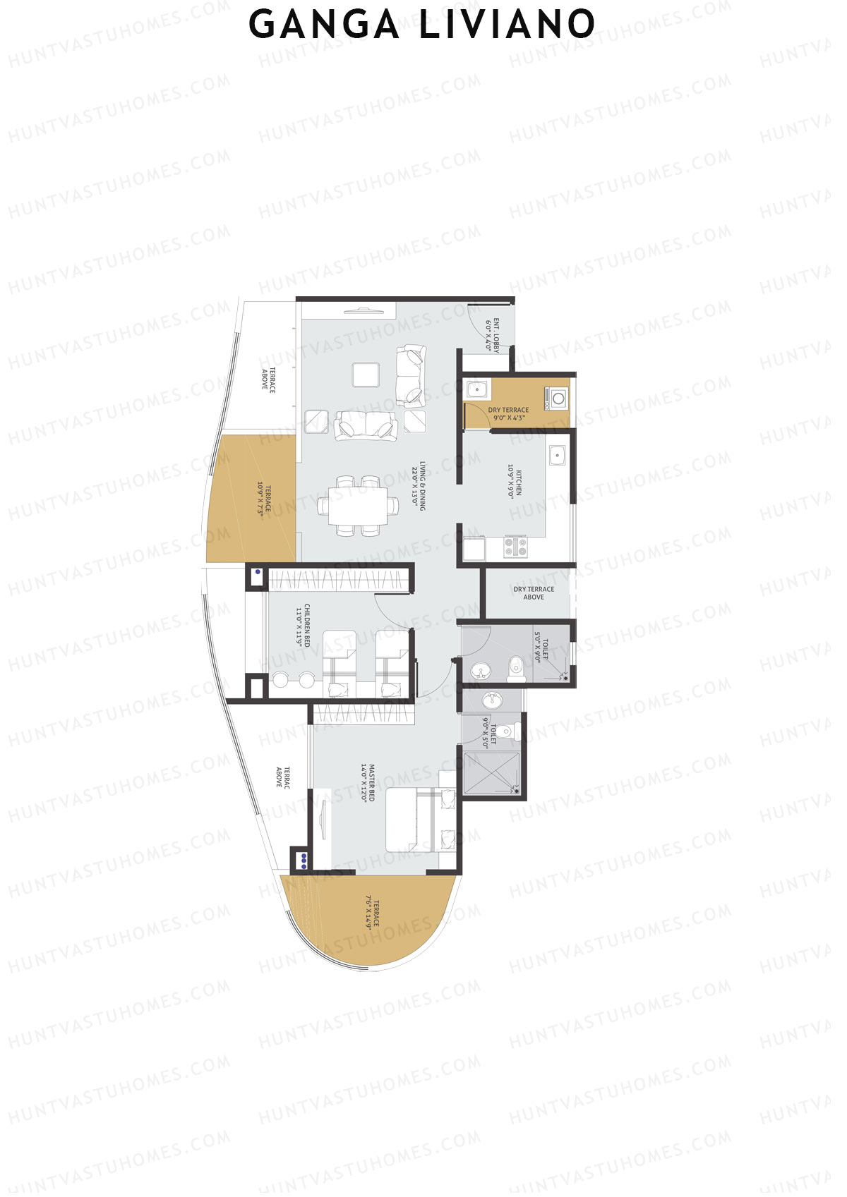 Ganga Liviano Tower B Unit 1 Floor Plan