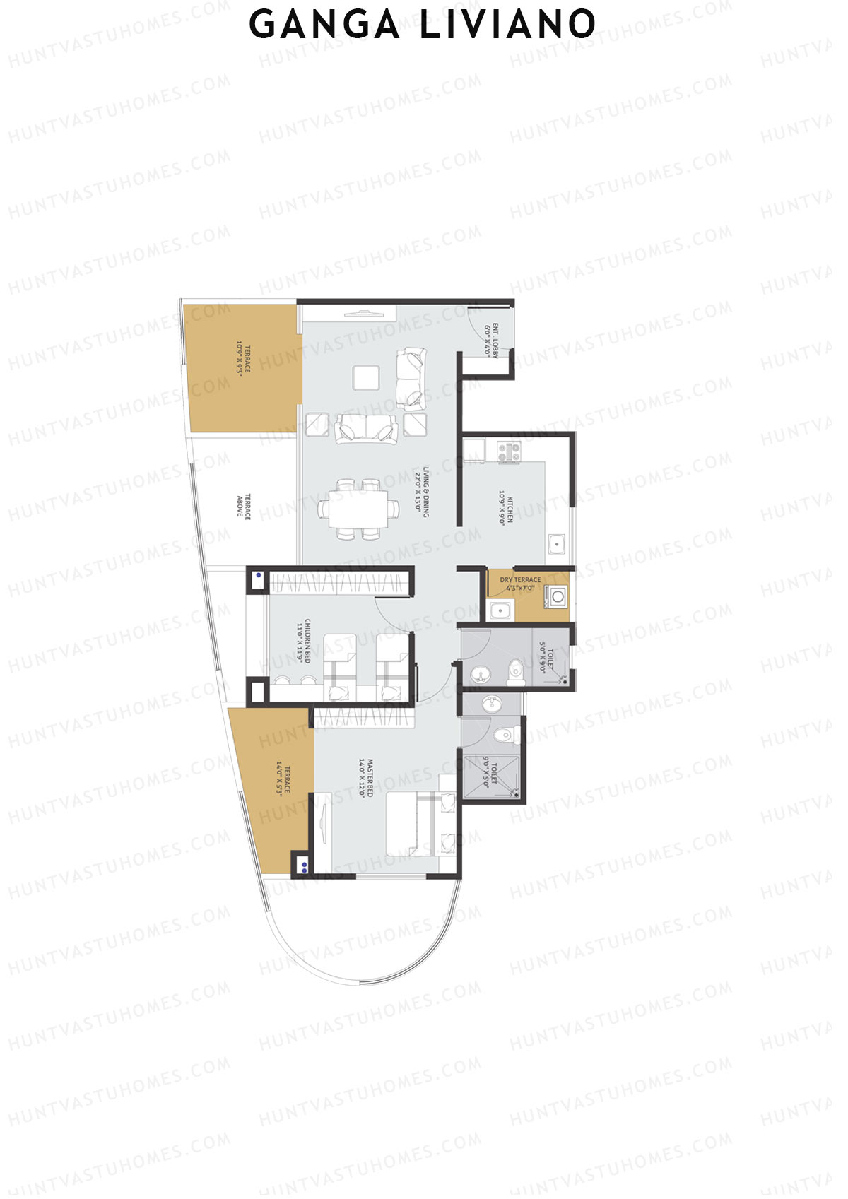 Ganga Liviano Tower B Unit 1 Floor Plan