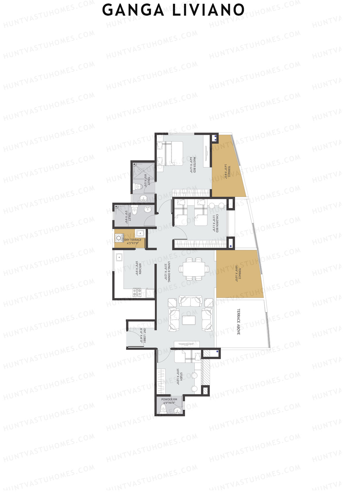 Ganga Liviano Tower B Unit 3 Floor Plan