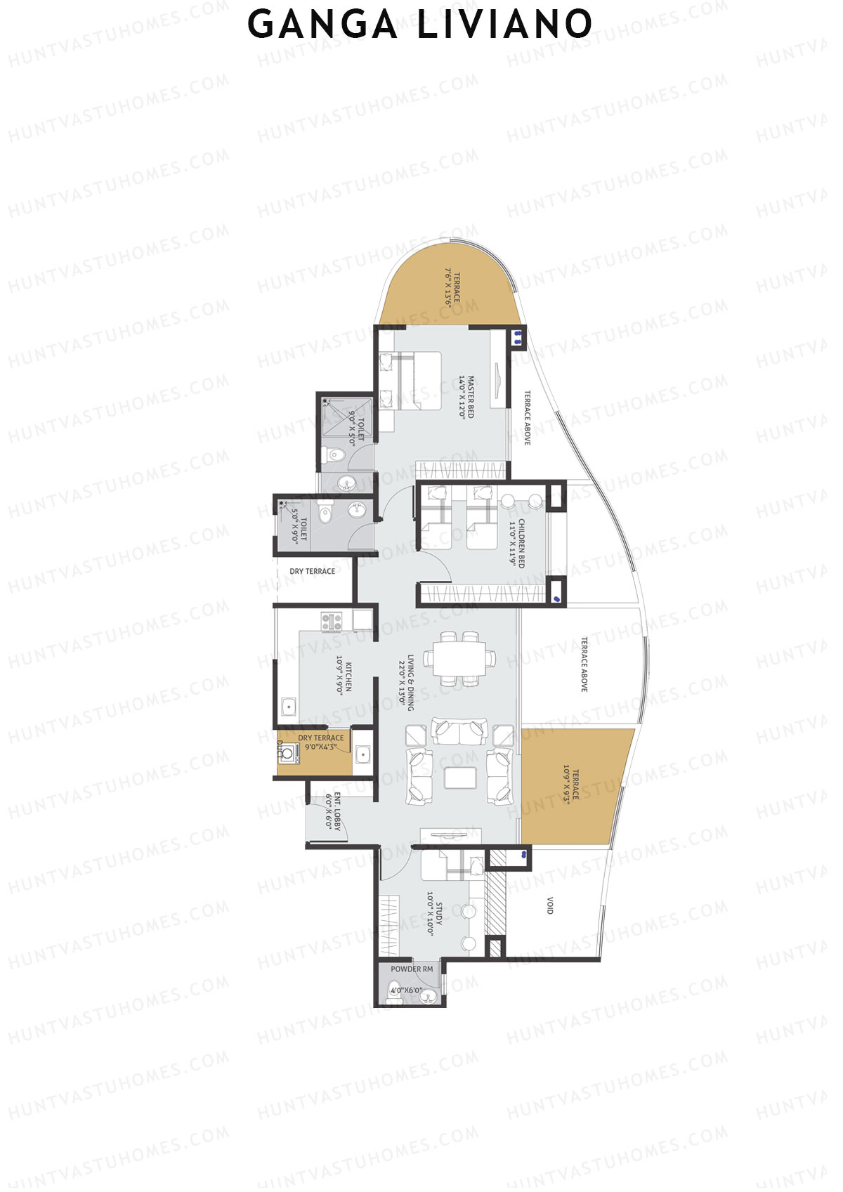 Ganga Liviano Tower B Unit 3 Floor Plan