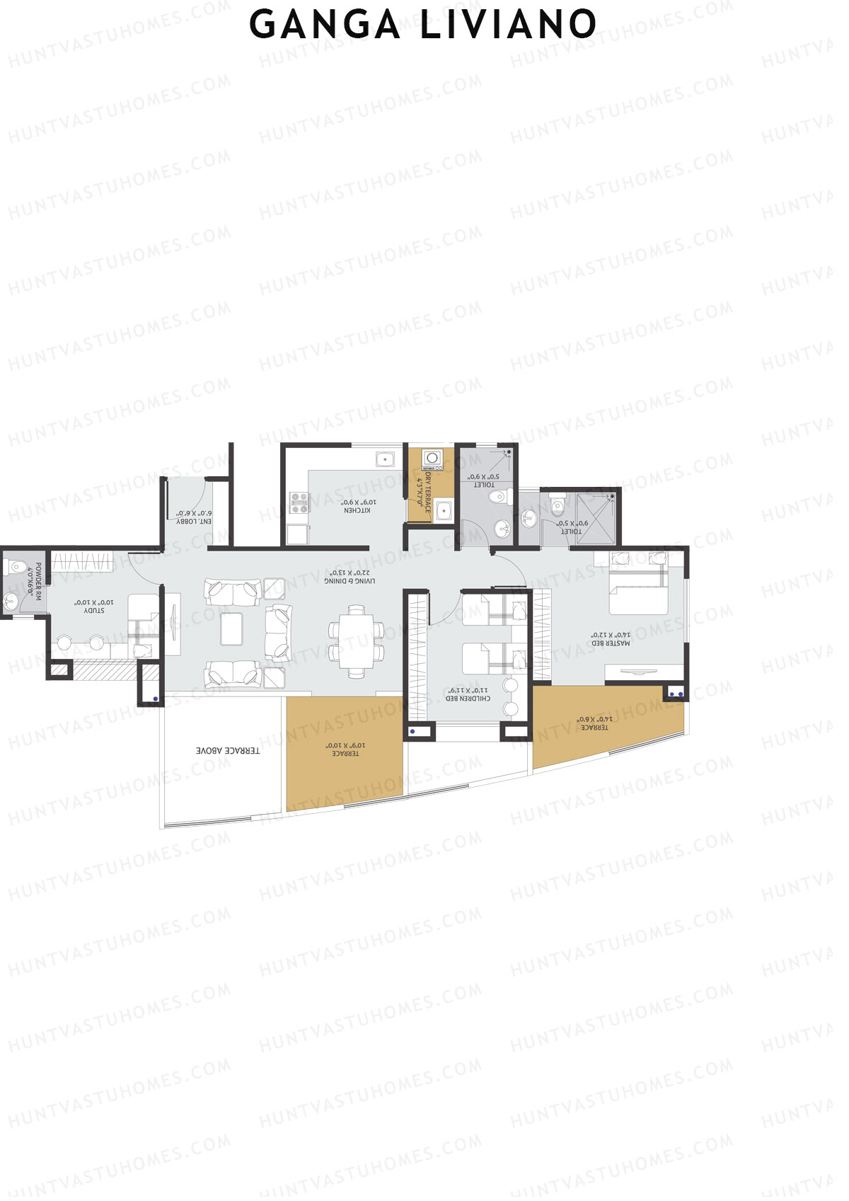 Ganga Liviano Tower C Unit 3 Floor Plan