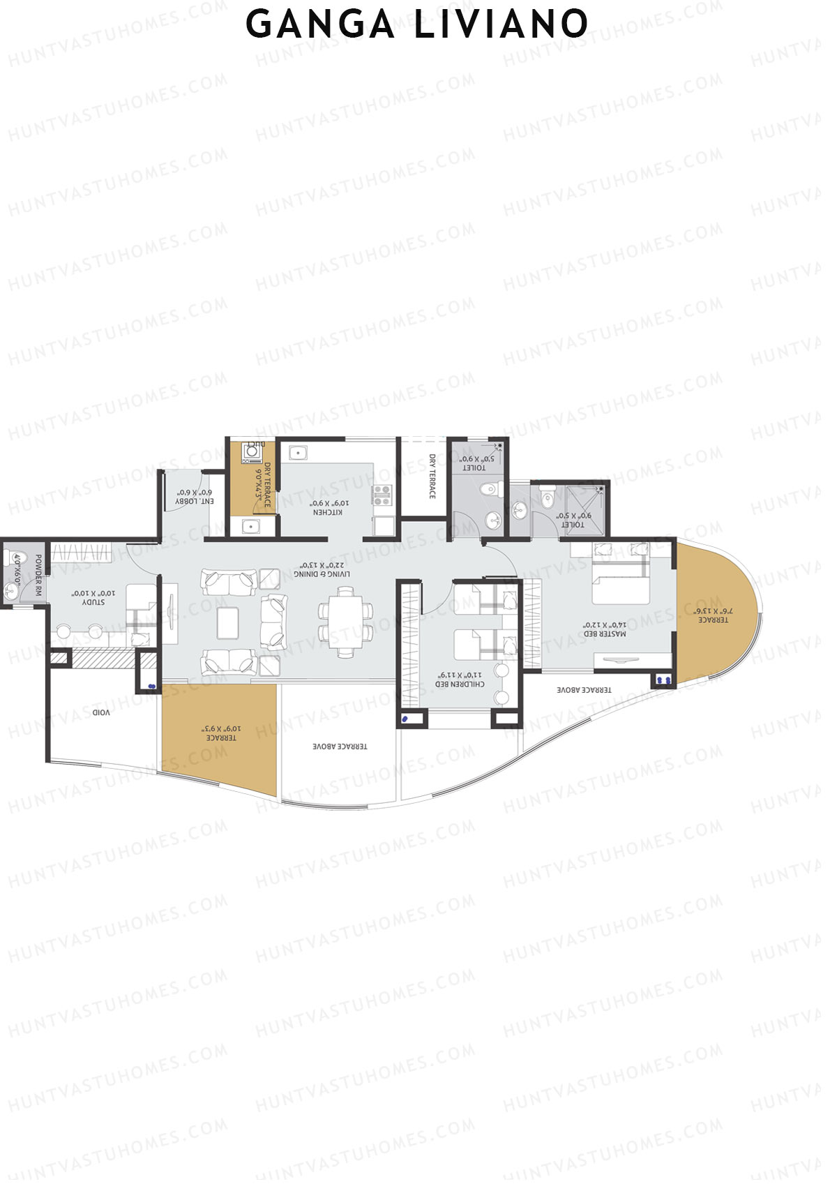 Ganga Liviano Tower C Unit 3 Floor Plan