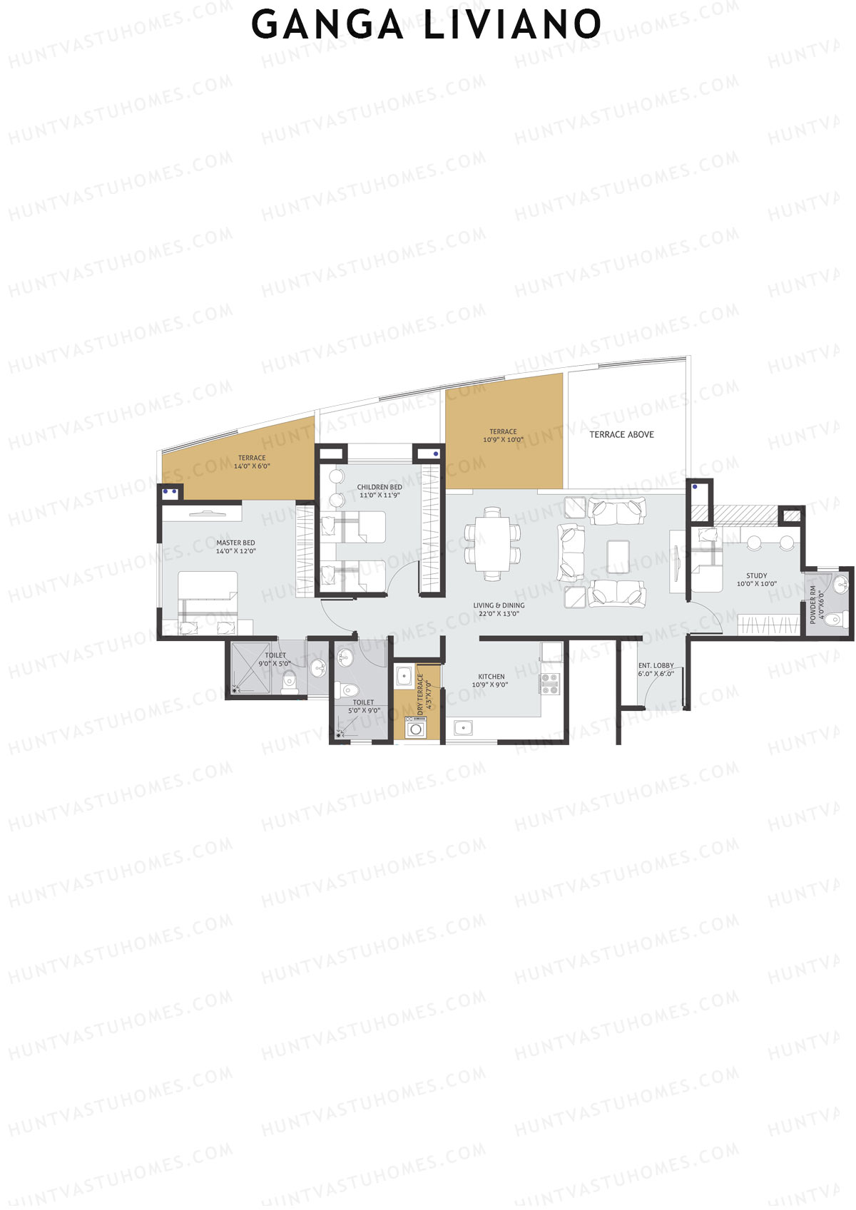 Ganga Liviano Tower D Unit 1 Floor Plan