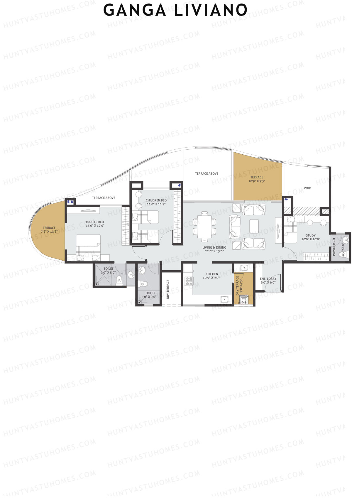 Ganga Liviano Tower D Unit 1 Floor Plan