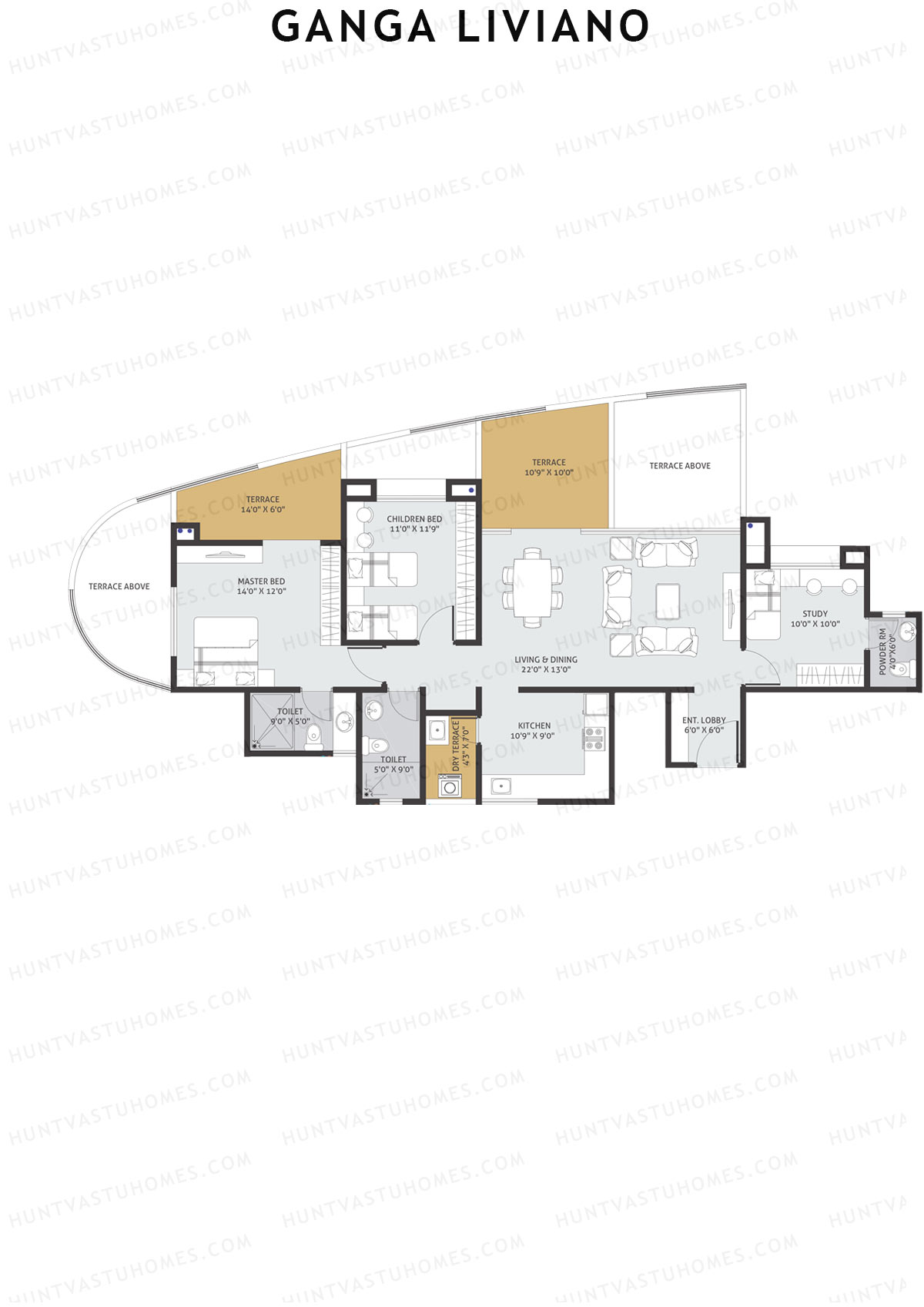 Ganga Liviano Tower D Unit 1 Floor Plan