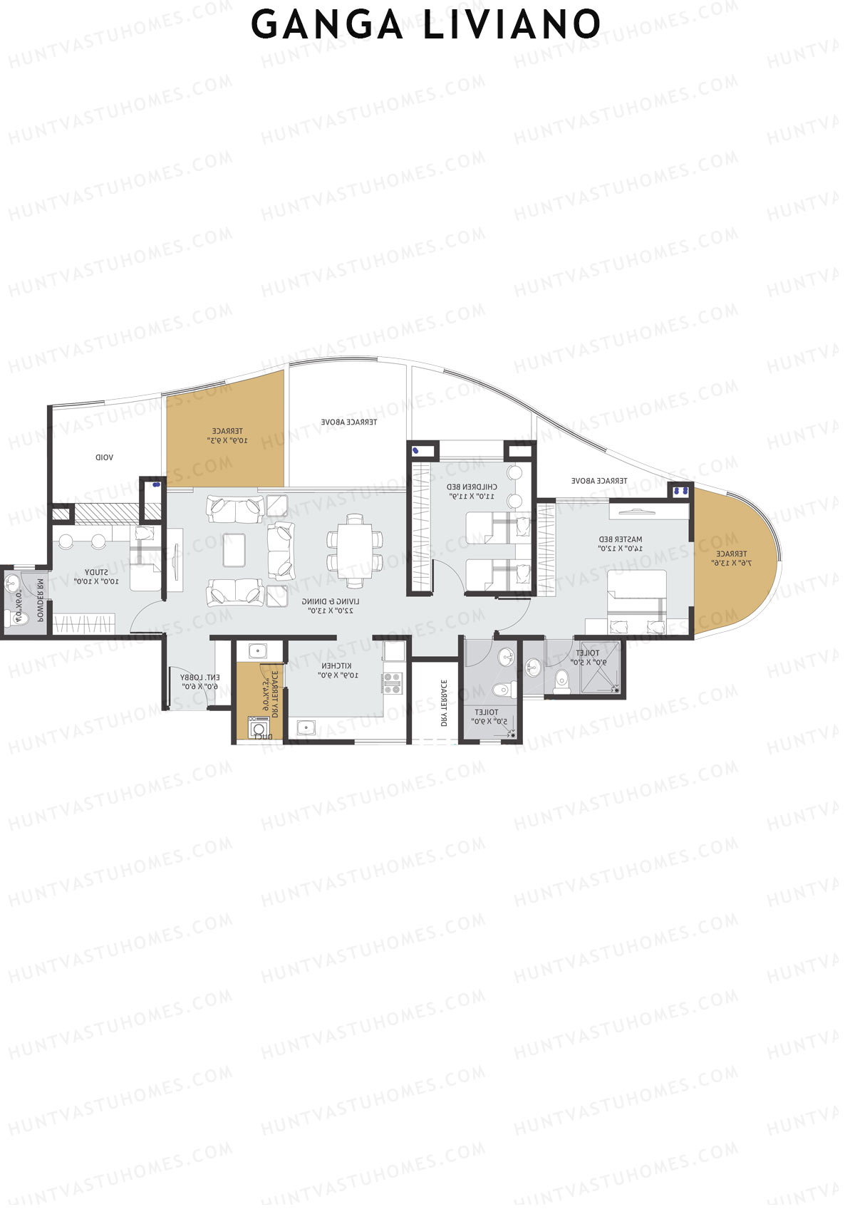 Ganga Liviano Tower D Unit 2 Floor Plan