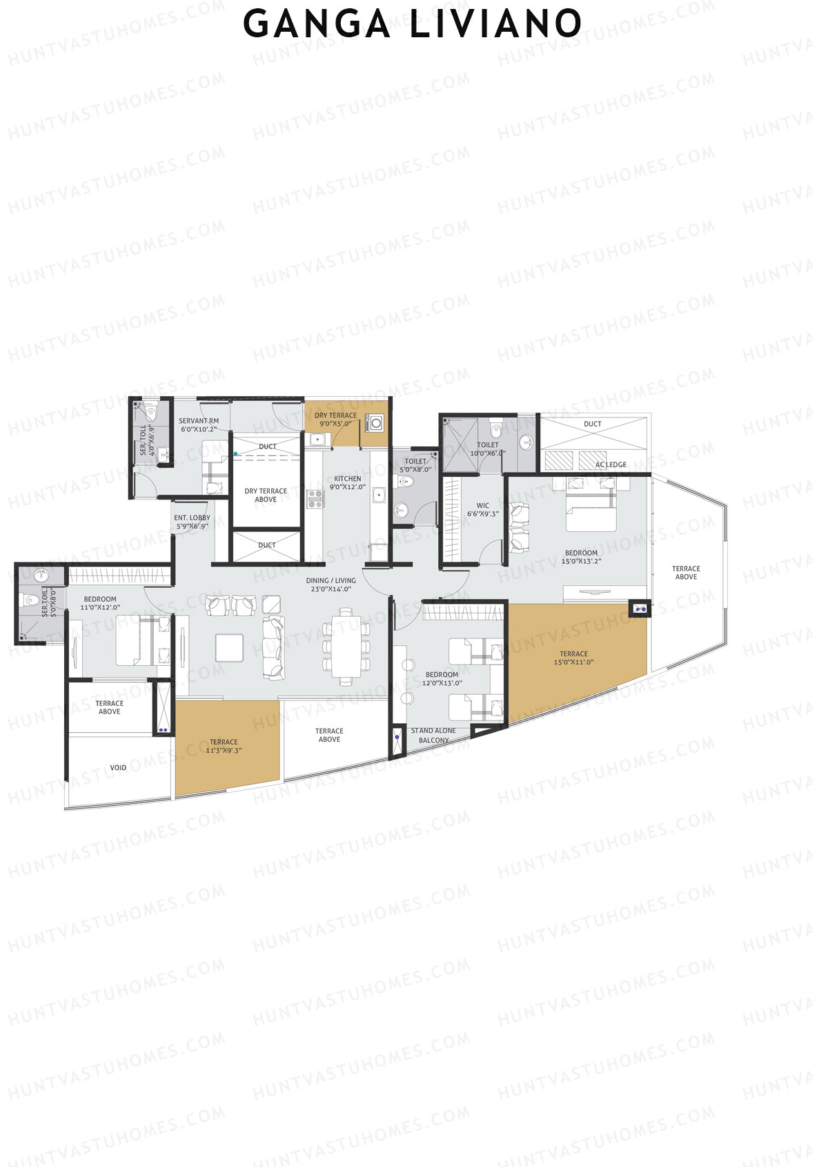 Ganga Liviano Tower D Unit 3 Floor Plan