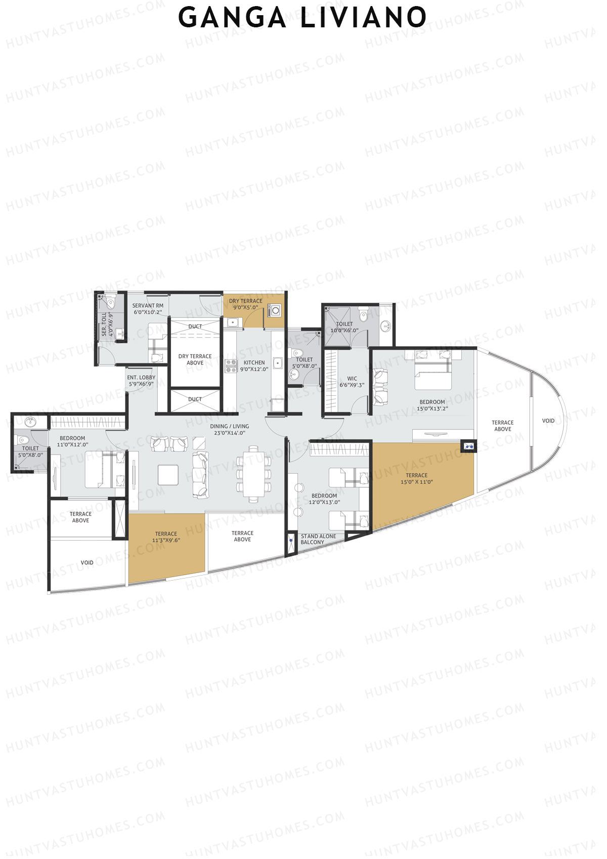 Ganga Liviano Tower D Unit 3 Floor Plan