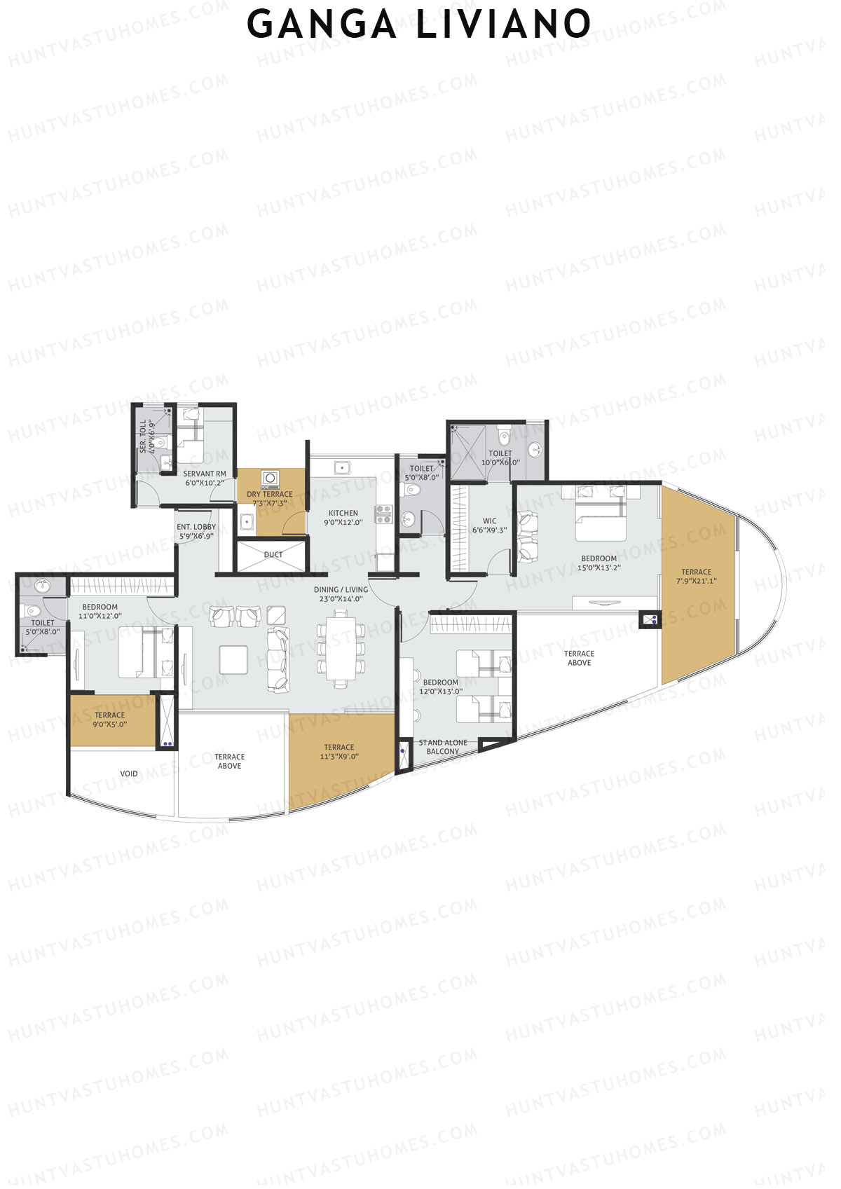 Ganga Liviano Tower D Unit 3 Floor Plan