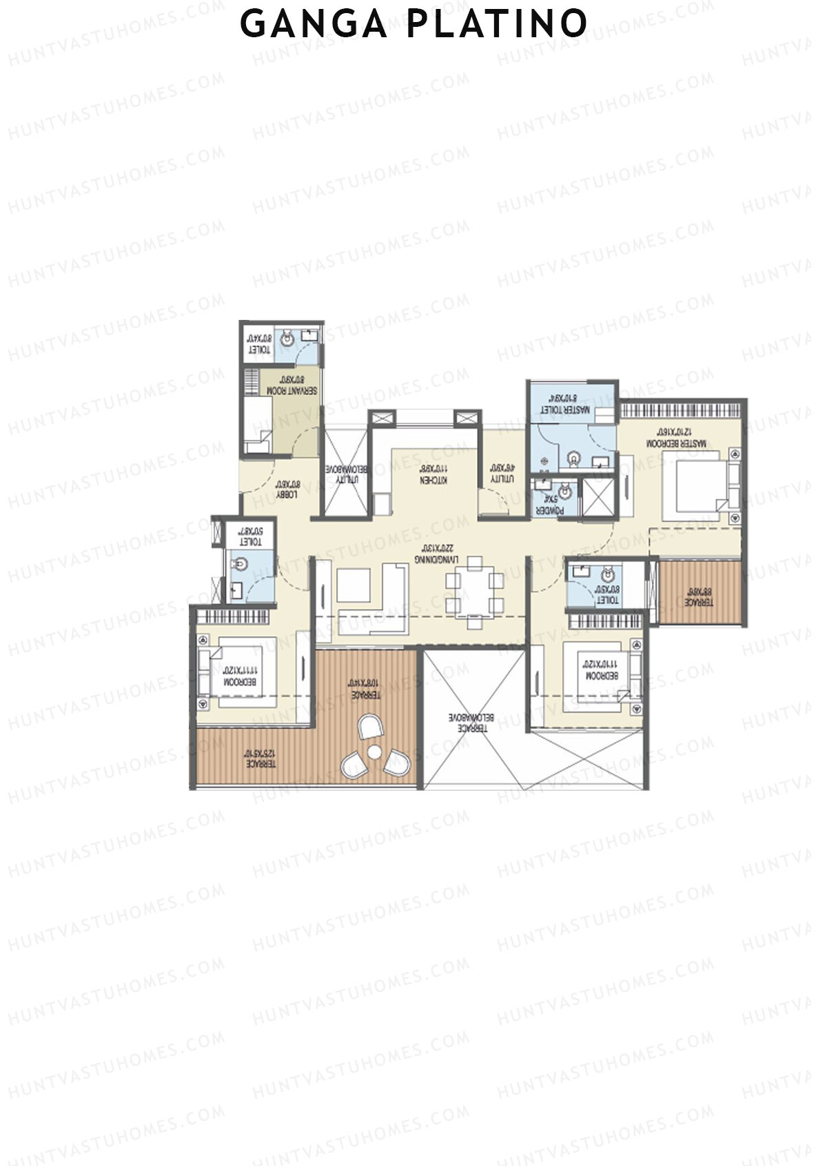 Ganga Platino Tower S Unit 3 Floor Plan