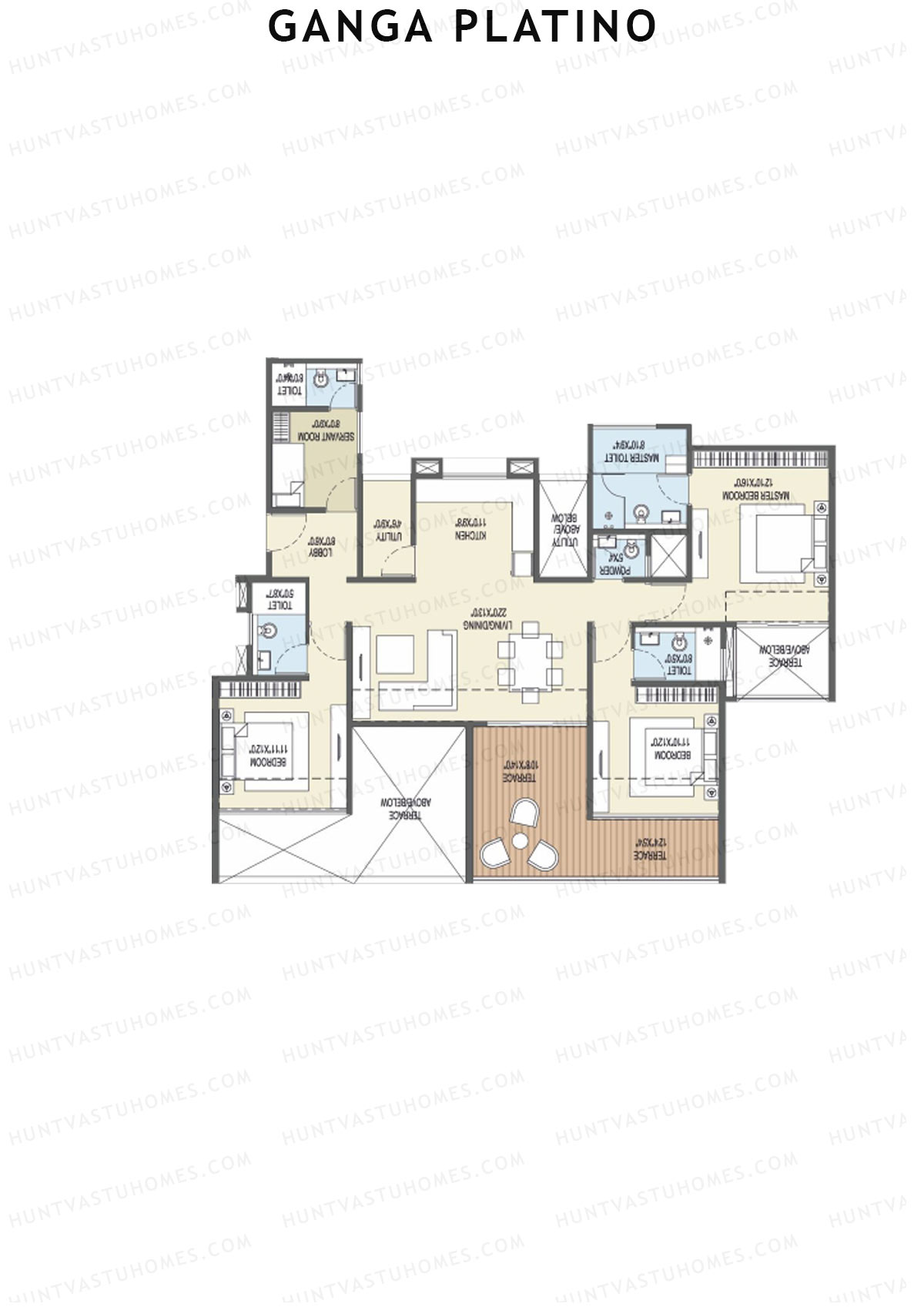 Ganga Platino Tower S Unit 3 Floor Plan