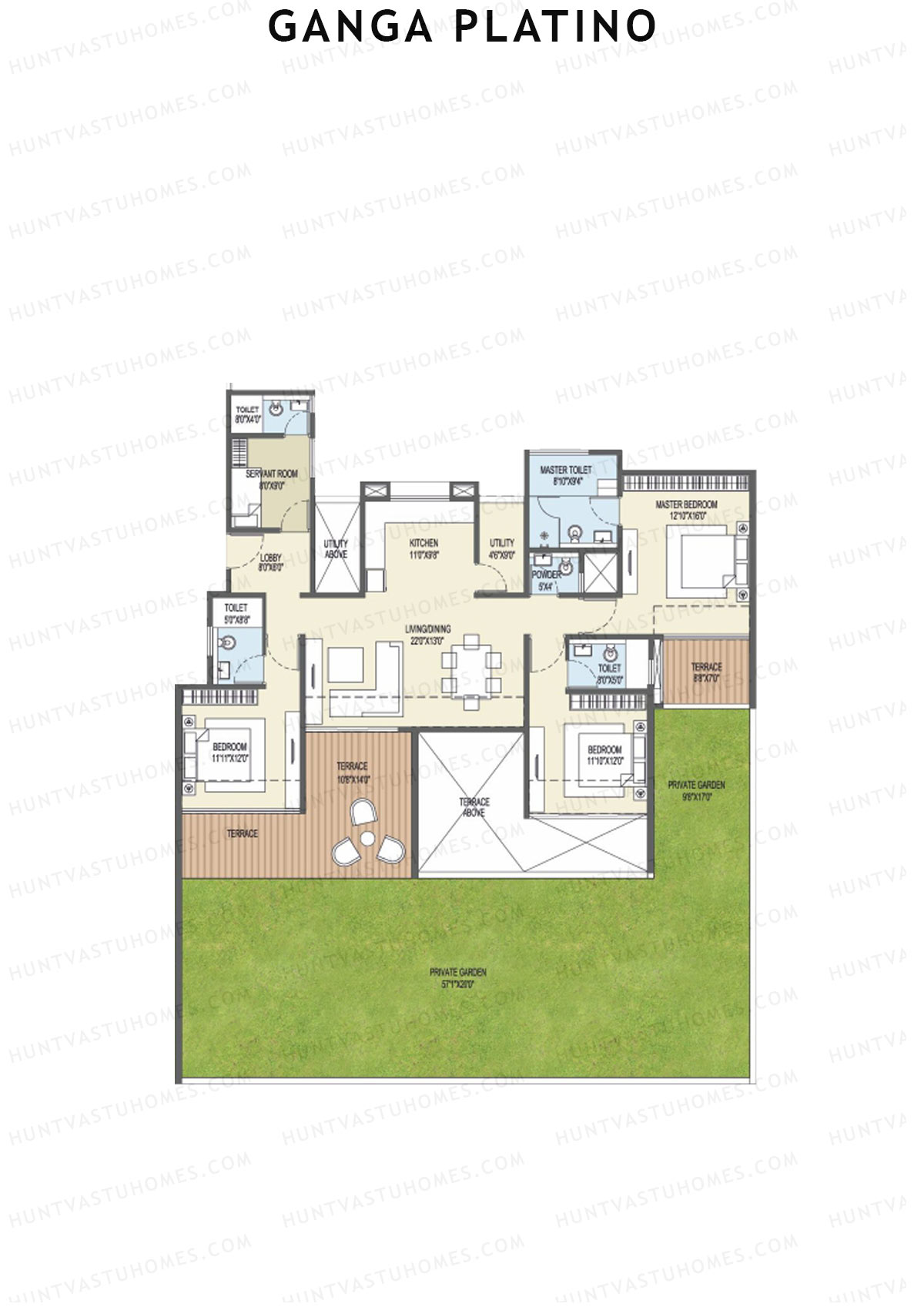 Ganga Platino Tower S Unit 3 Floor Plan