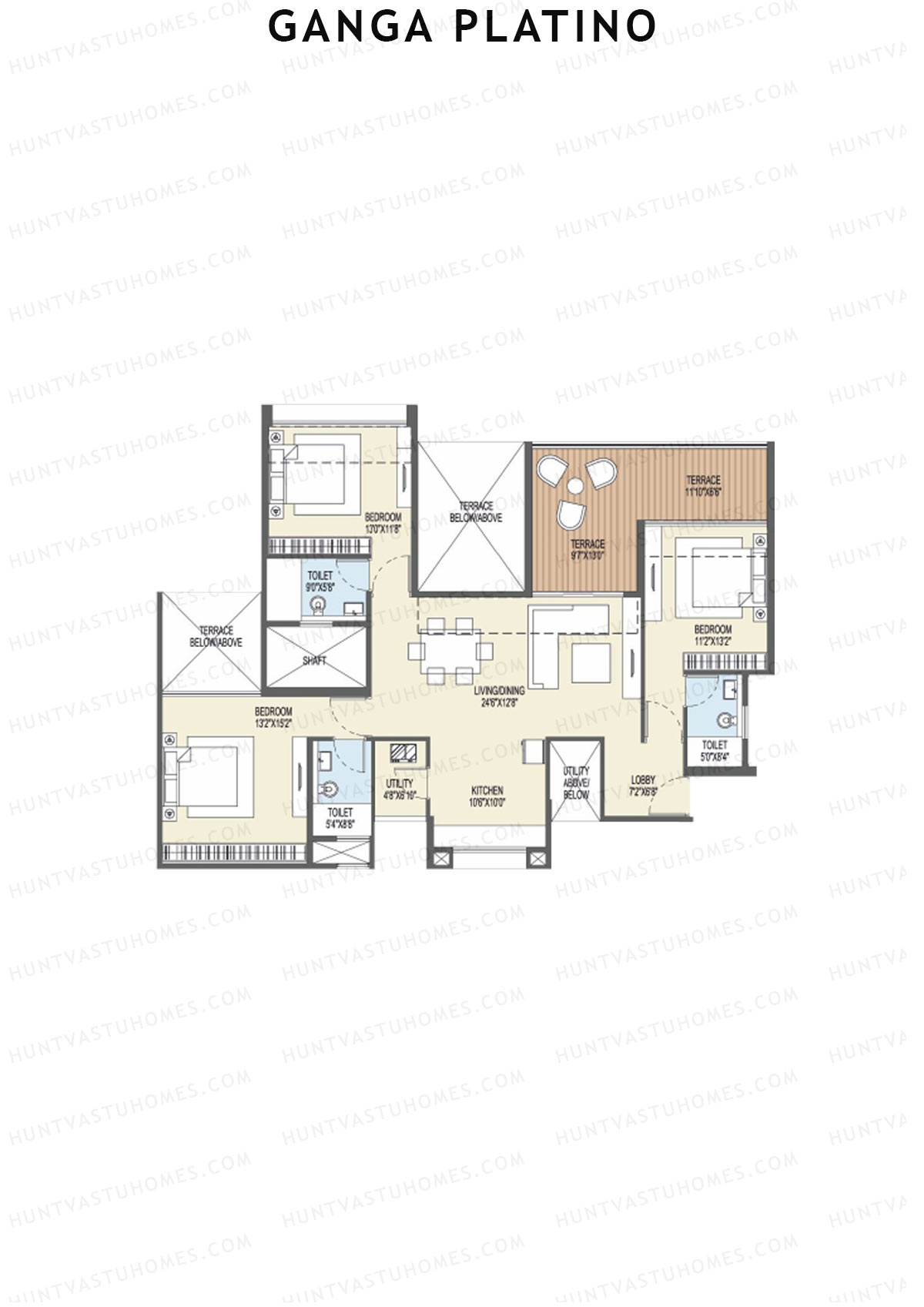 Ganga Platino Tower T Unit 1 Floor Plan
