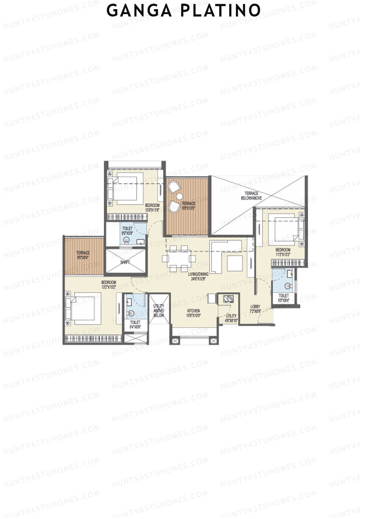 Ganga Platino Tower T Unit 1 Floor Plan