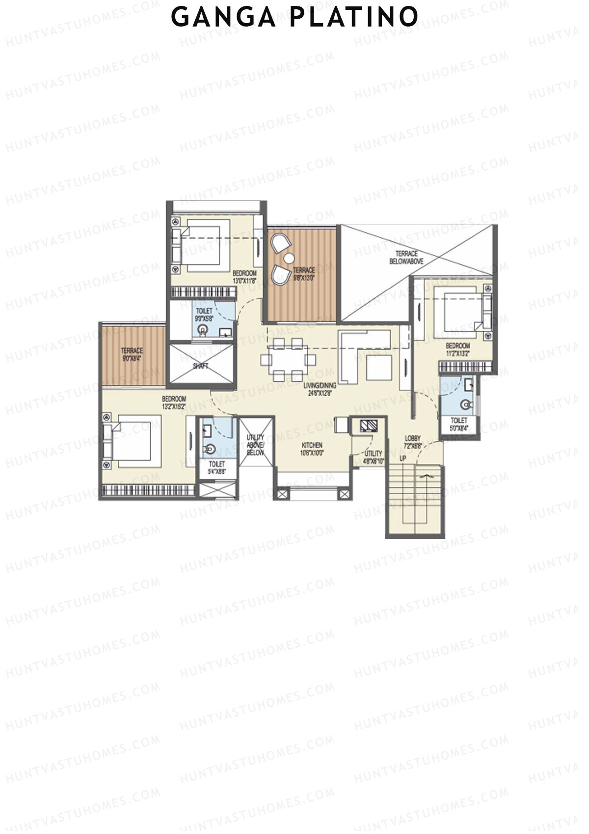 Ganga Platino Tower T Unit 1 (Penthouse) Floor Plan