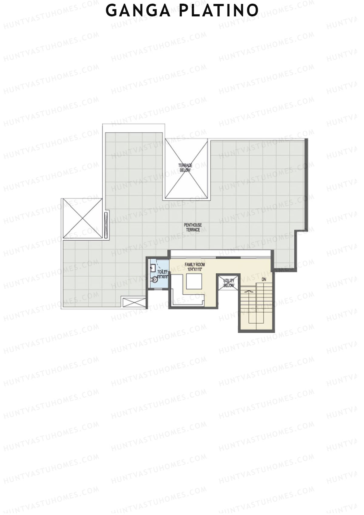 Ganga Platino Tower T Unit 1 (Penthouse) Floor Plan