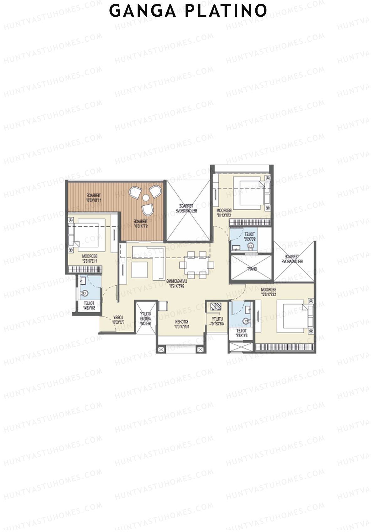 Ganga Platino Tower T Unit 2 Floor Plan