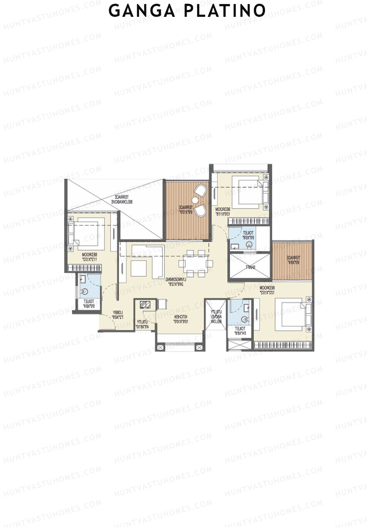 Ganga Platino Tower T Unit 2 Floor Plan