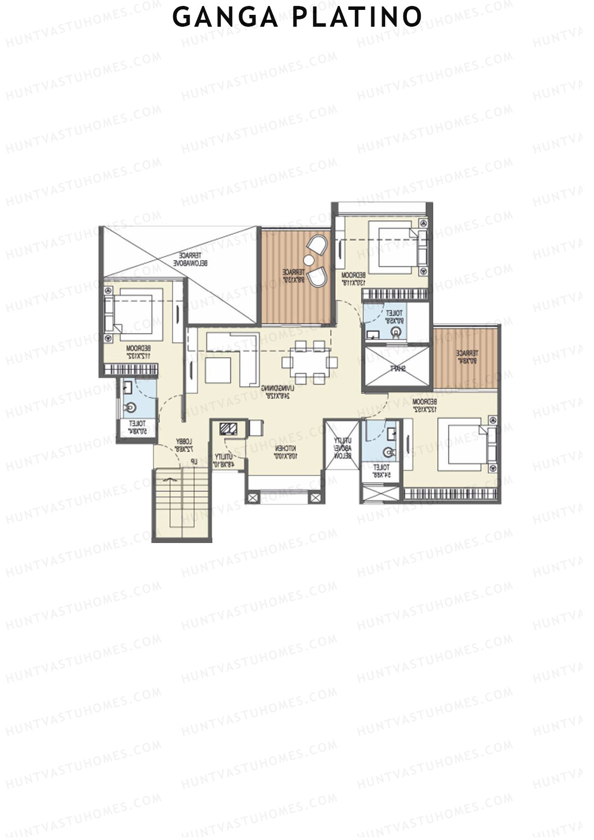 Ganga Platino Tower T Unit 2 (Penthouse) Floor Plan