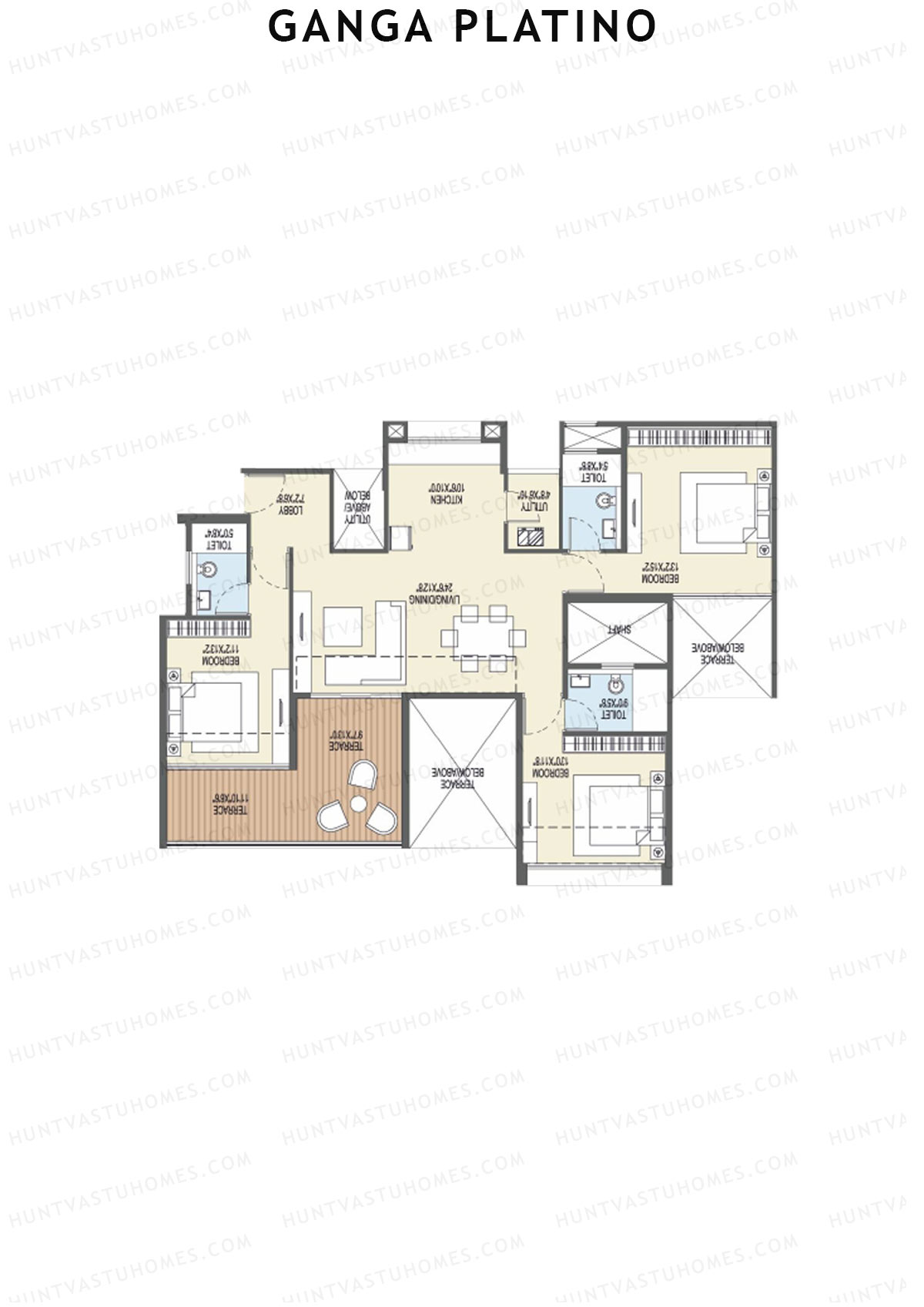Ganga Platino Tower T Unit 3 Floor Plan