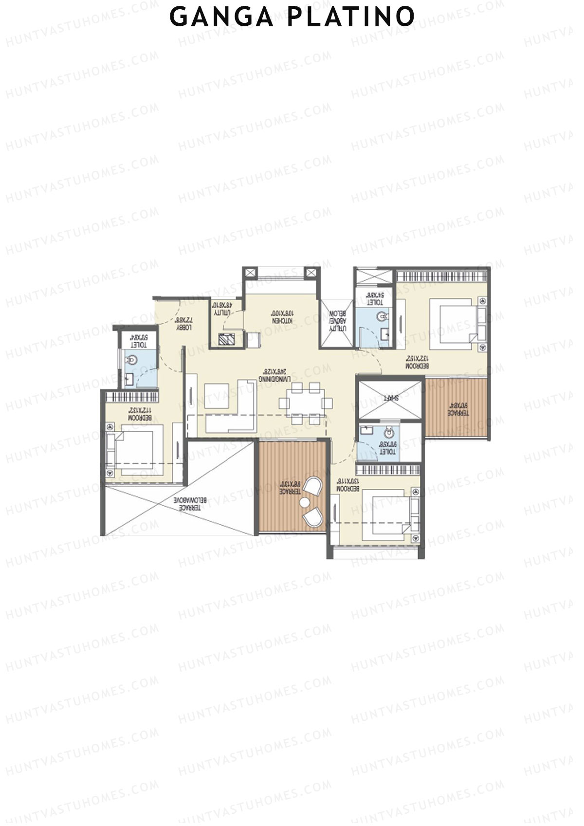 Ganga Platino Tower T Unit 3 Floor Plan