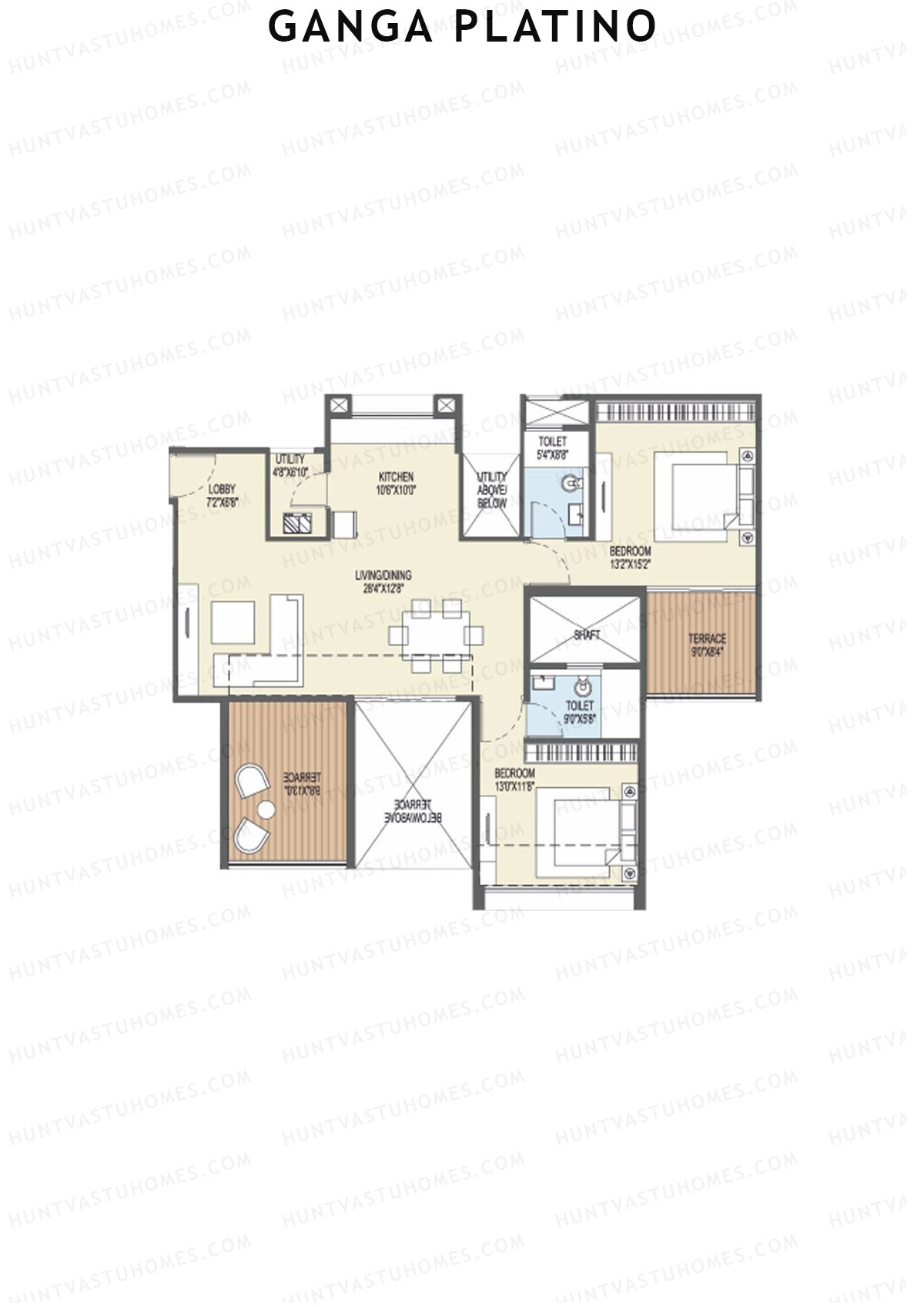 Ganga Platino Tower T Unit 3 Floor Plan