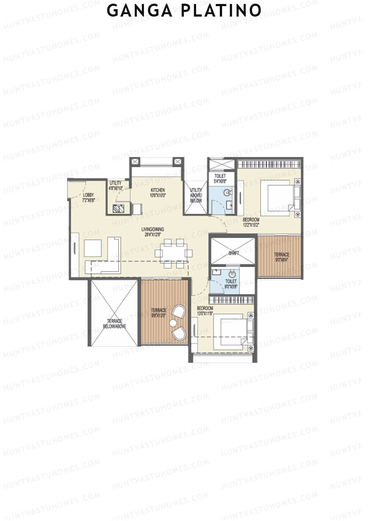 Ganga Platino Tower T Unit 3 Floor Plan